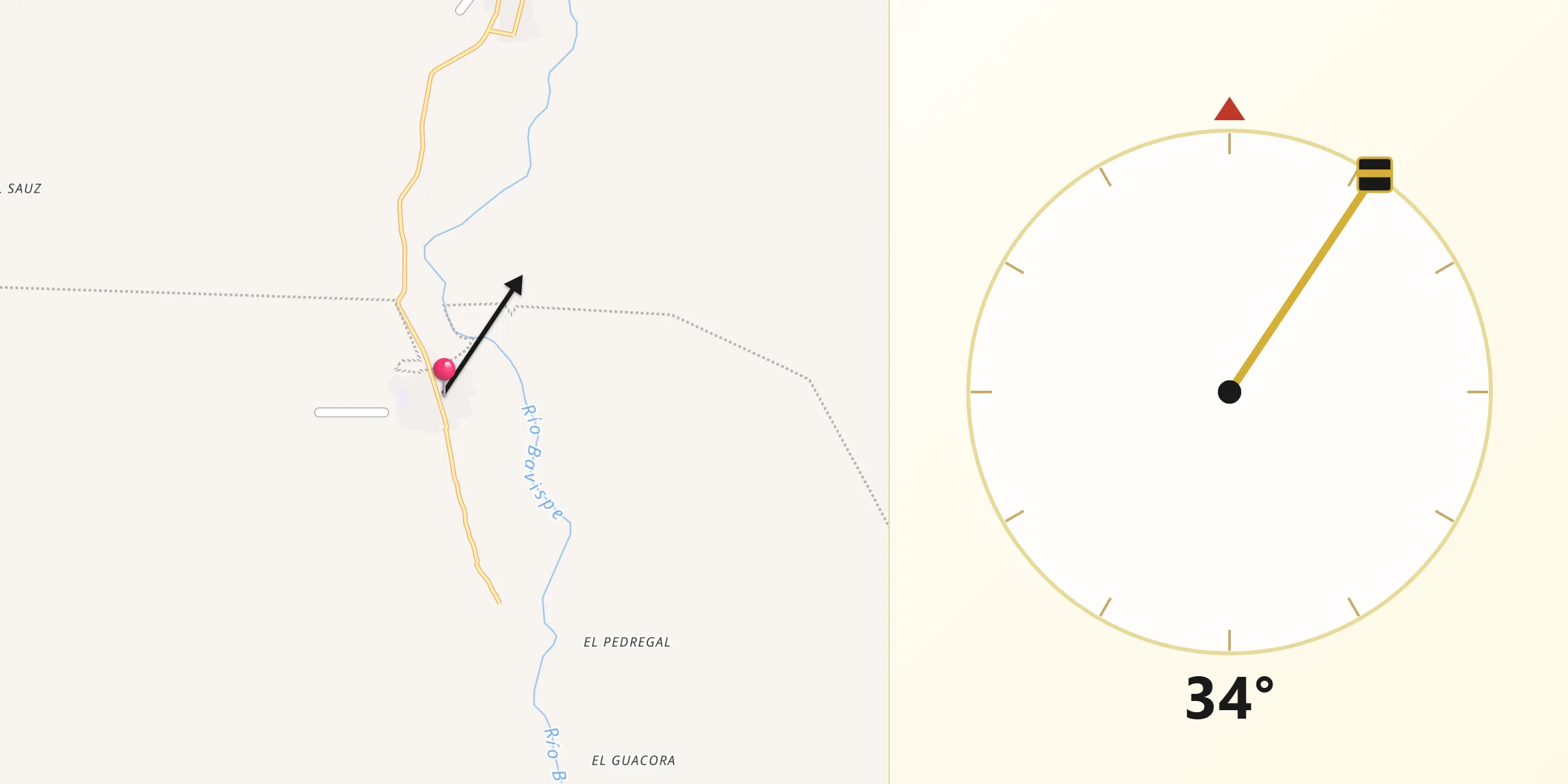 Dirección de la Qibla desde Granados