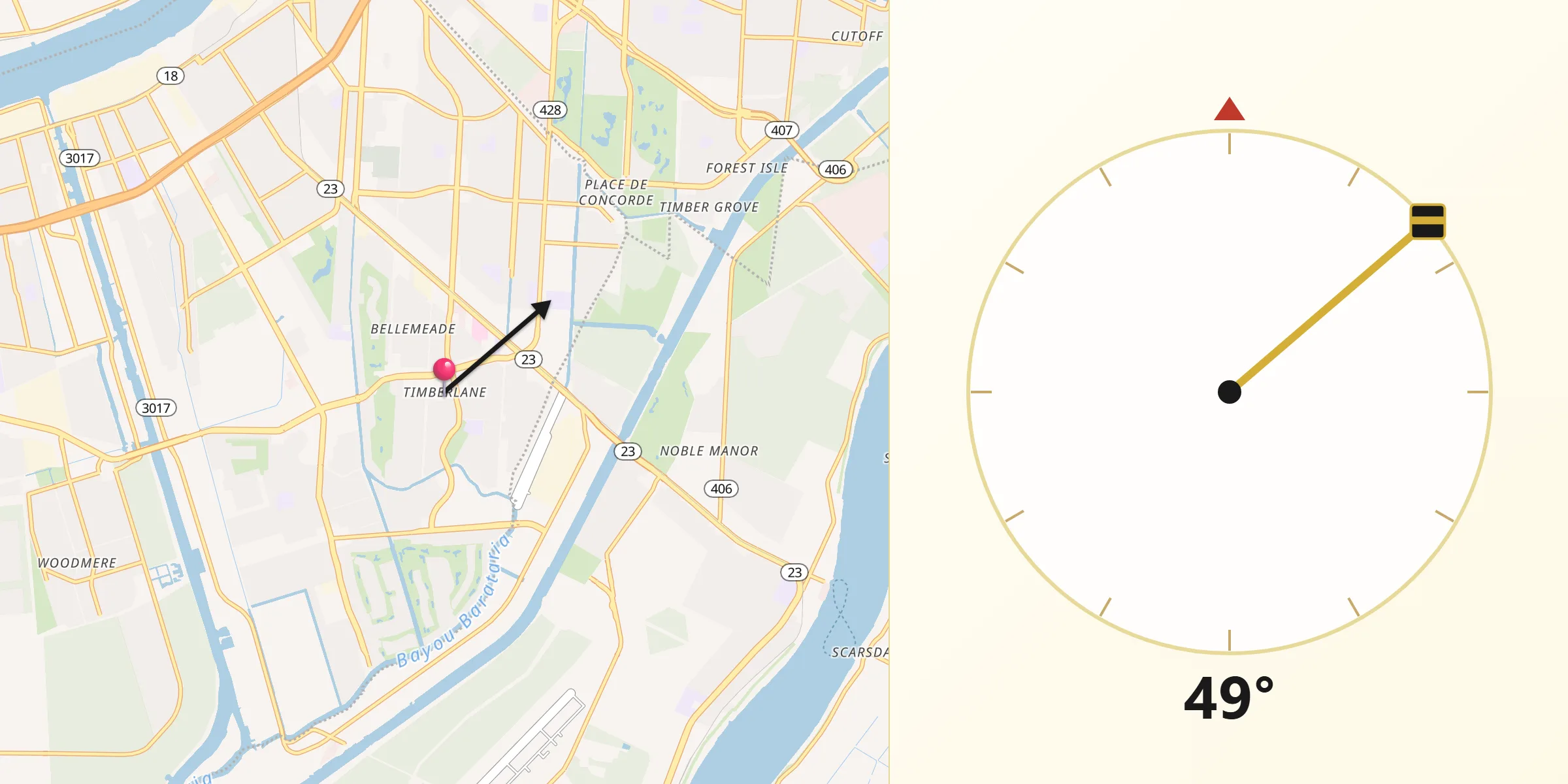 Qibla Direction from Timberlane