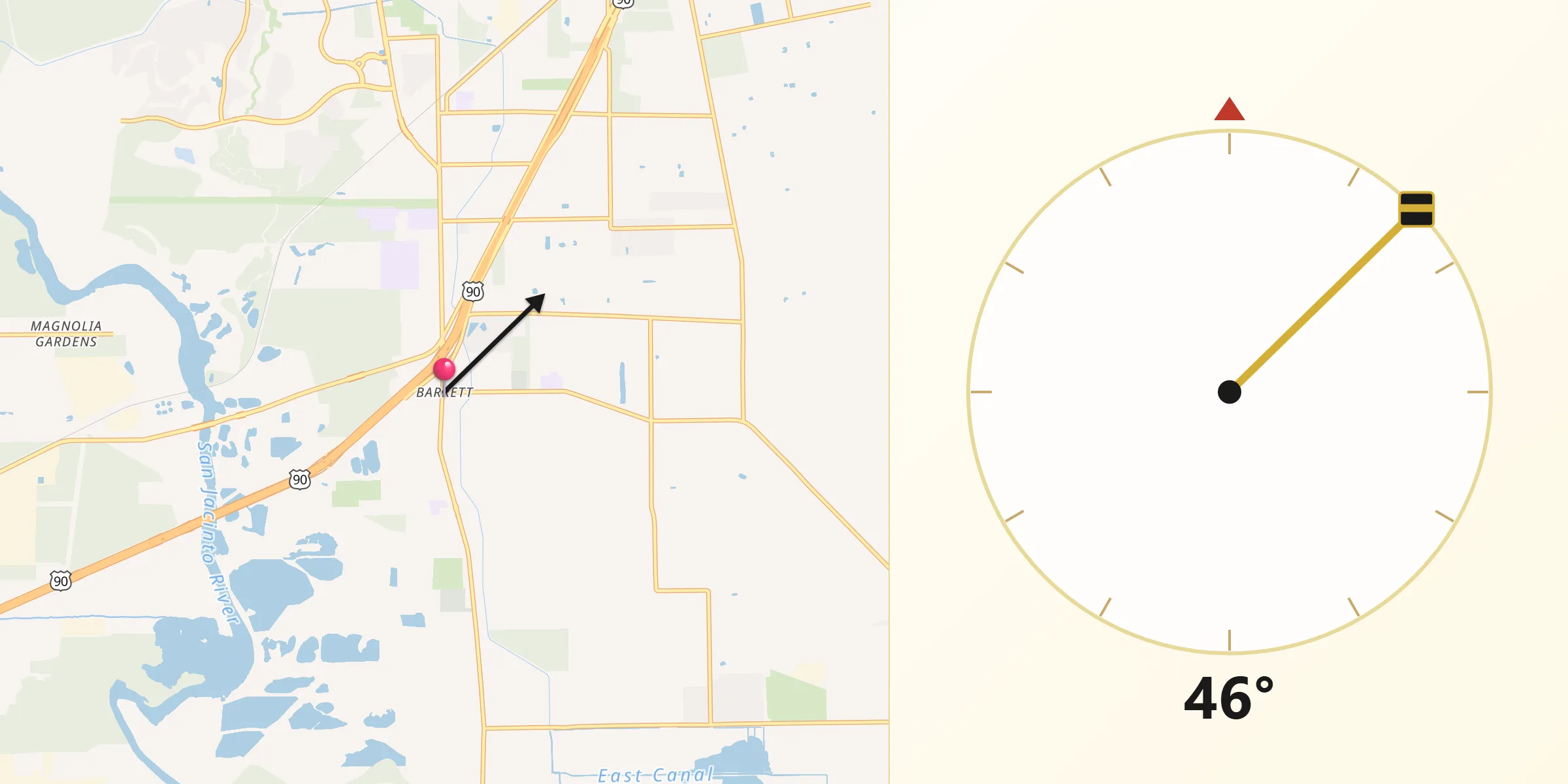 Qibla Direction from Barrett