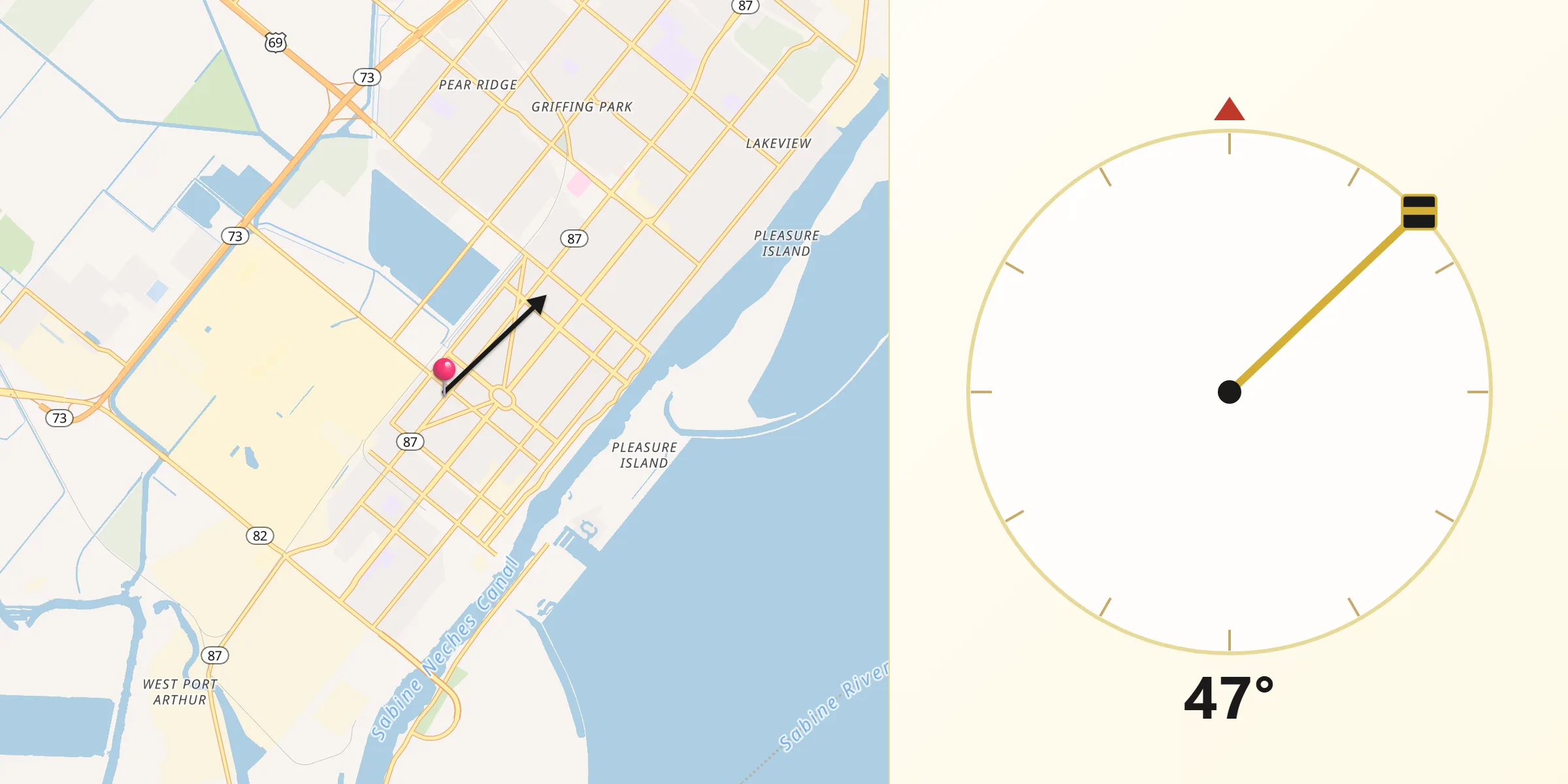 Qibla Direction from Port Arthur