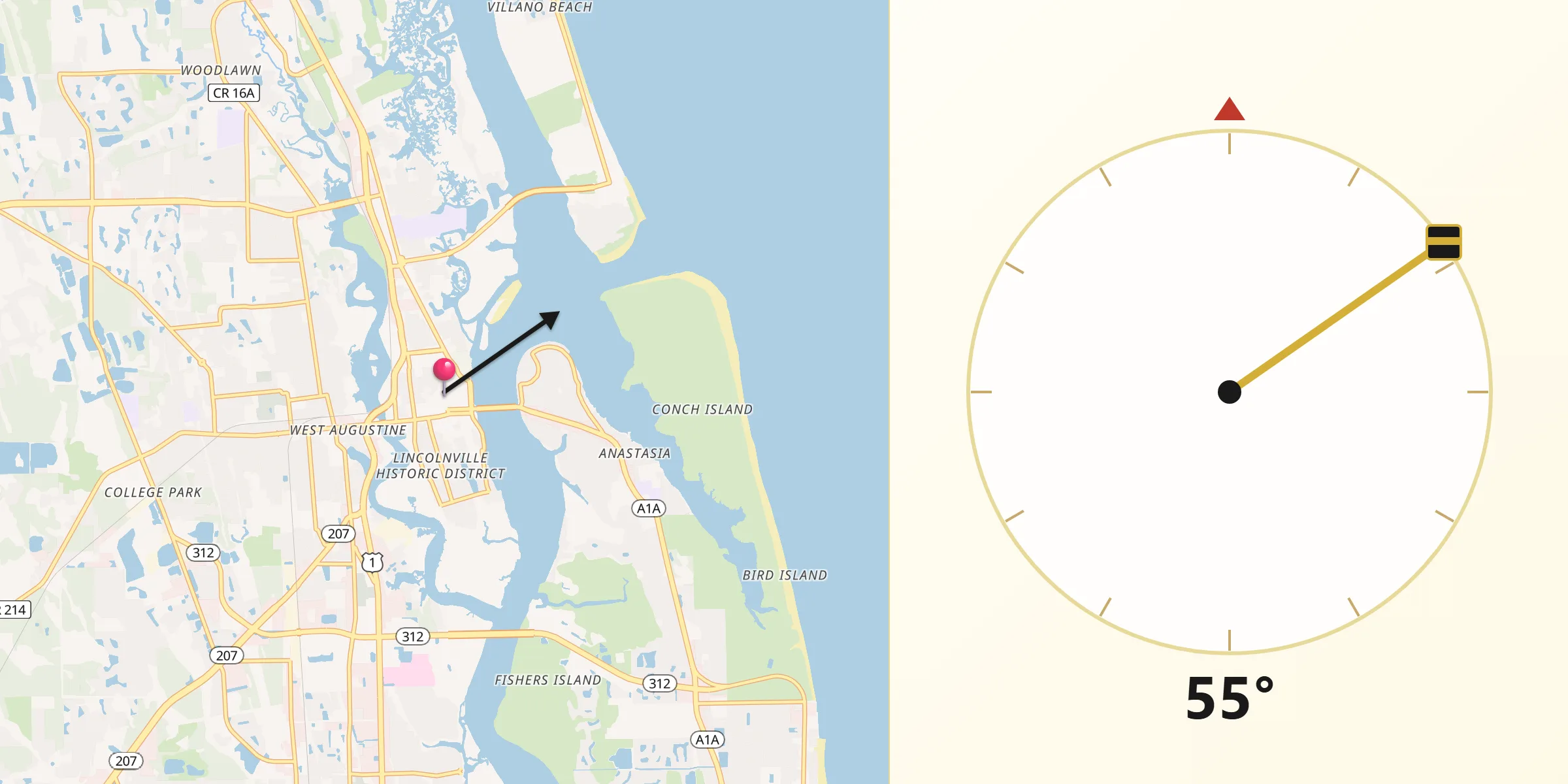 Qibla Direction from Saint Augustine