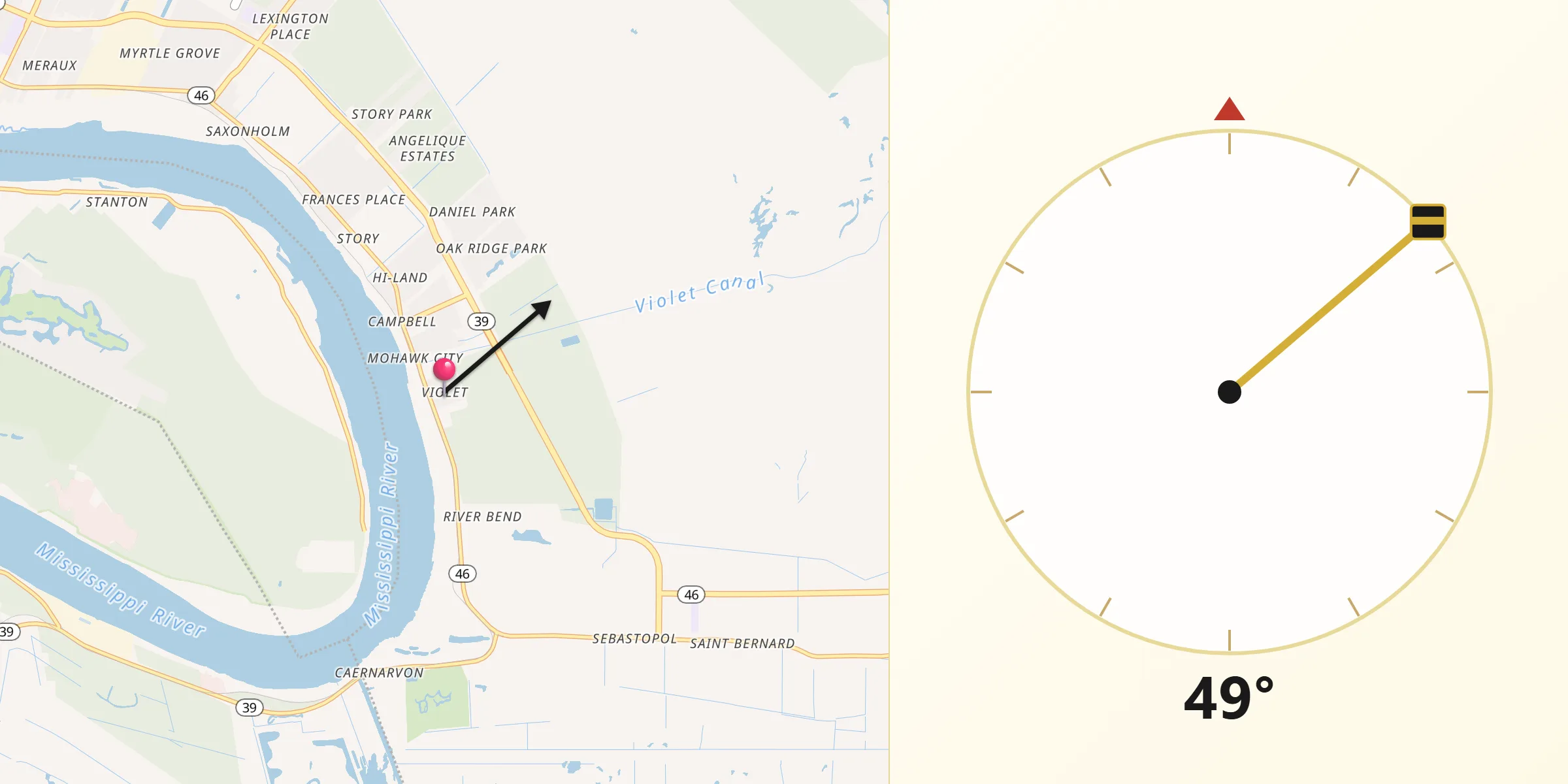 Qibla Direction from Violet
