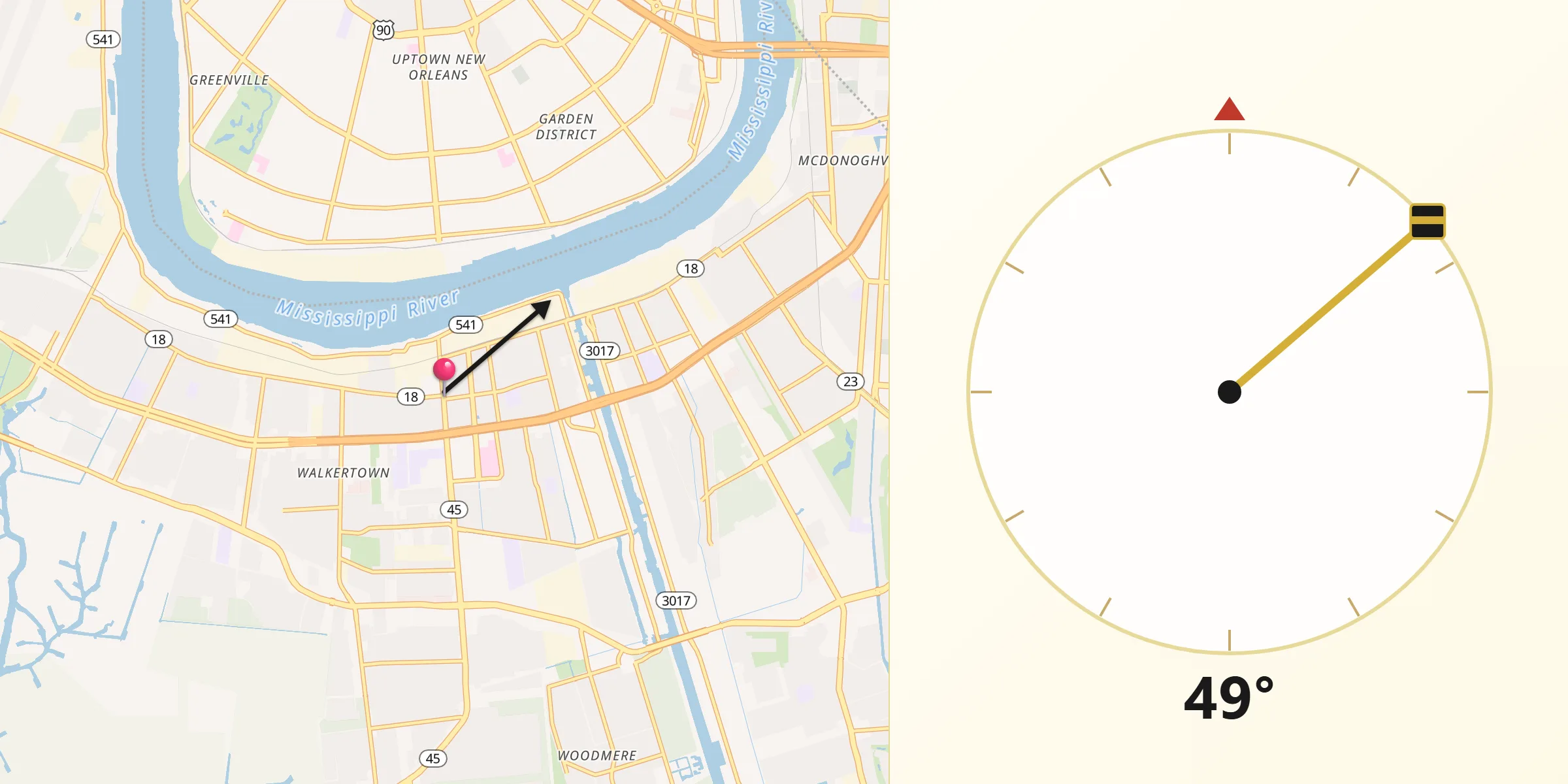 Qibla Direction from Marrero