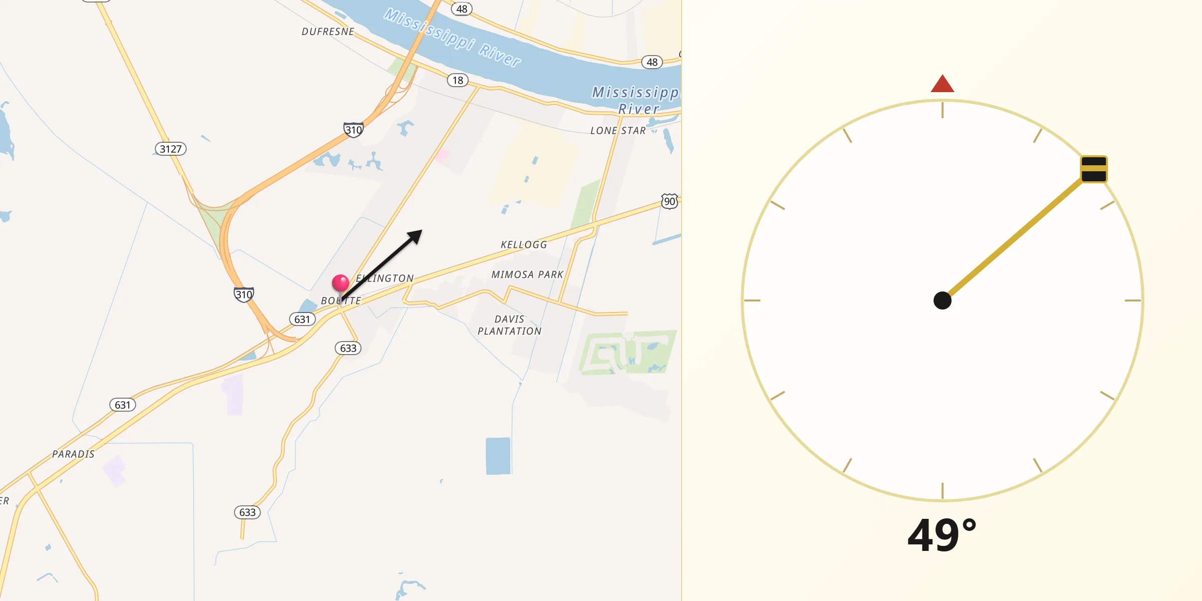 Qibla Direction from Boutte