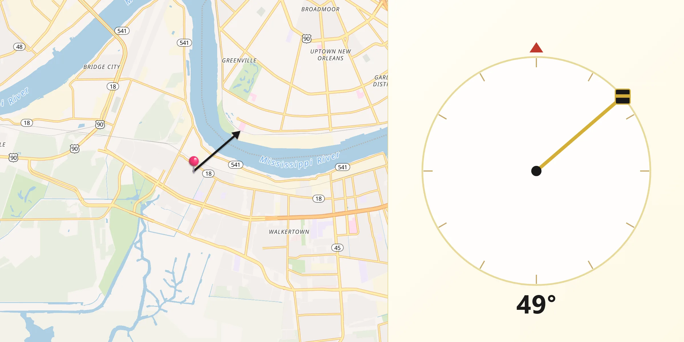Qibla Direction from Westwego