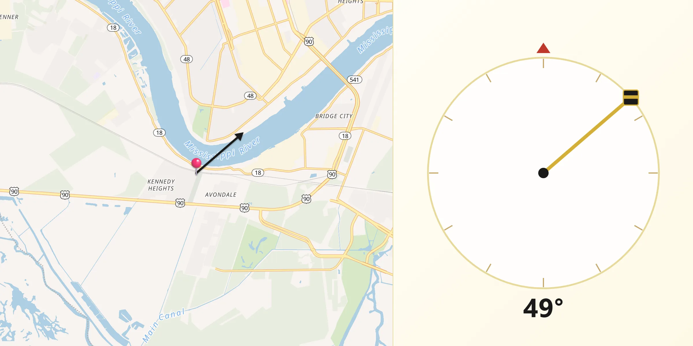 Qibla Direction from Waggaman
