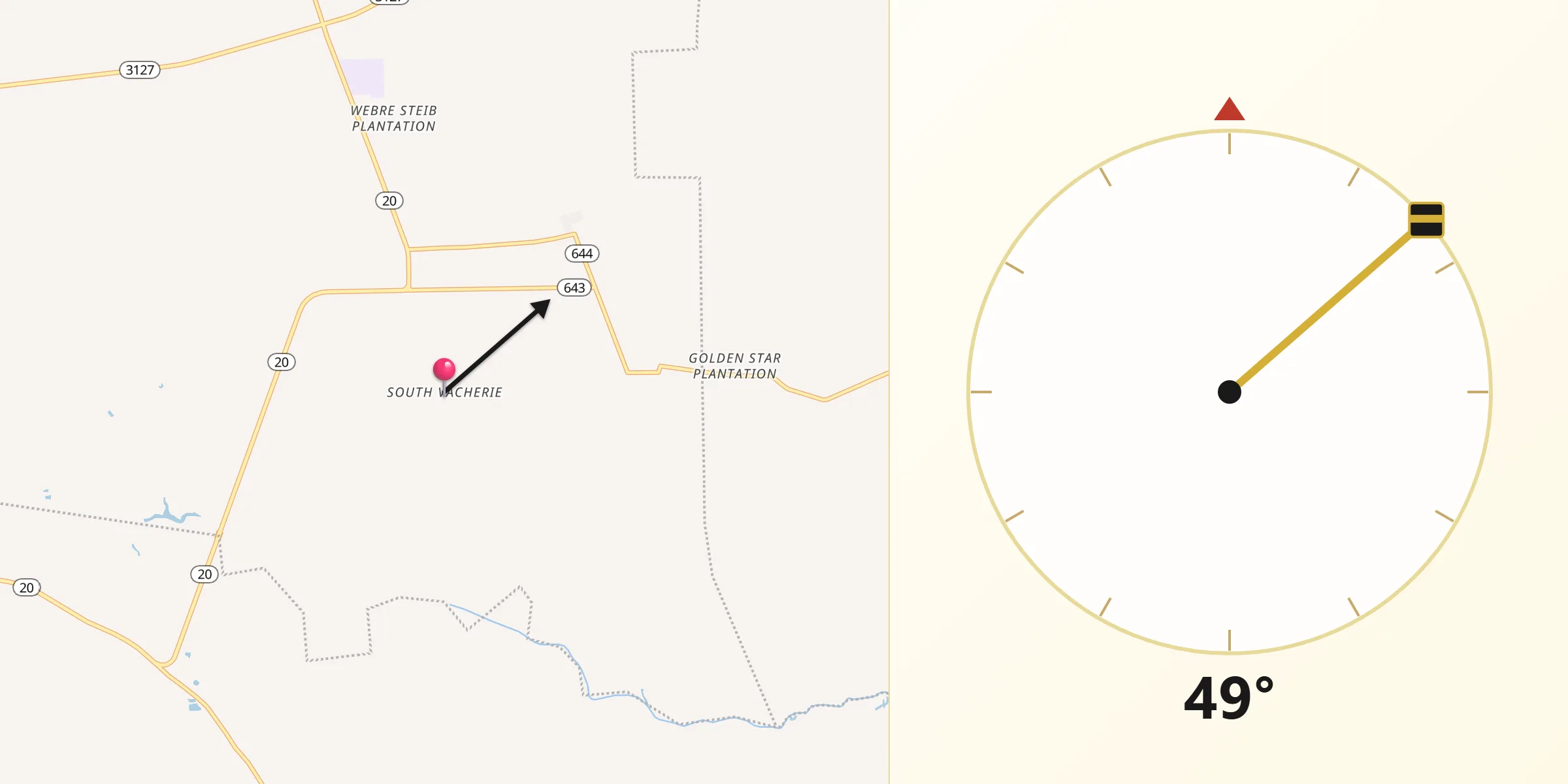 Qibla Direction from South Vacherie
