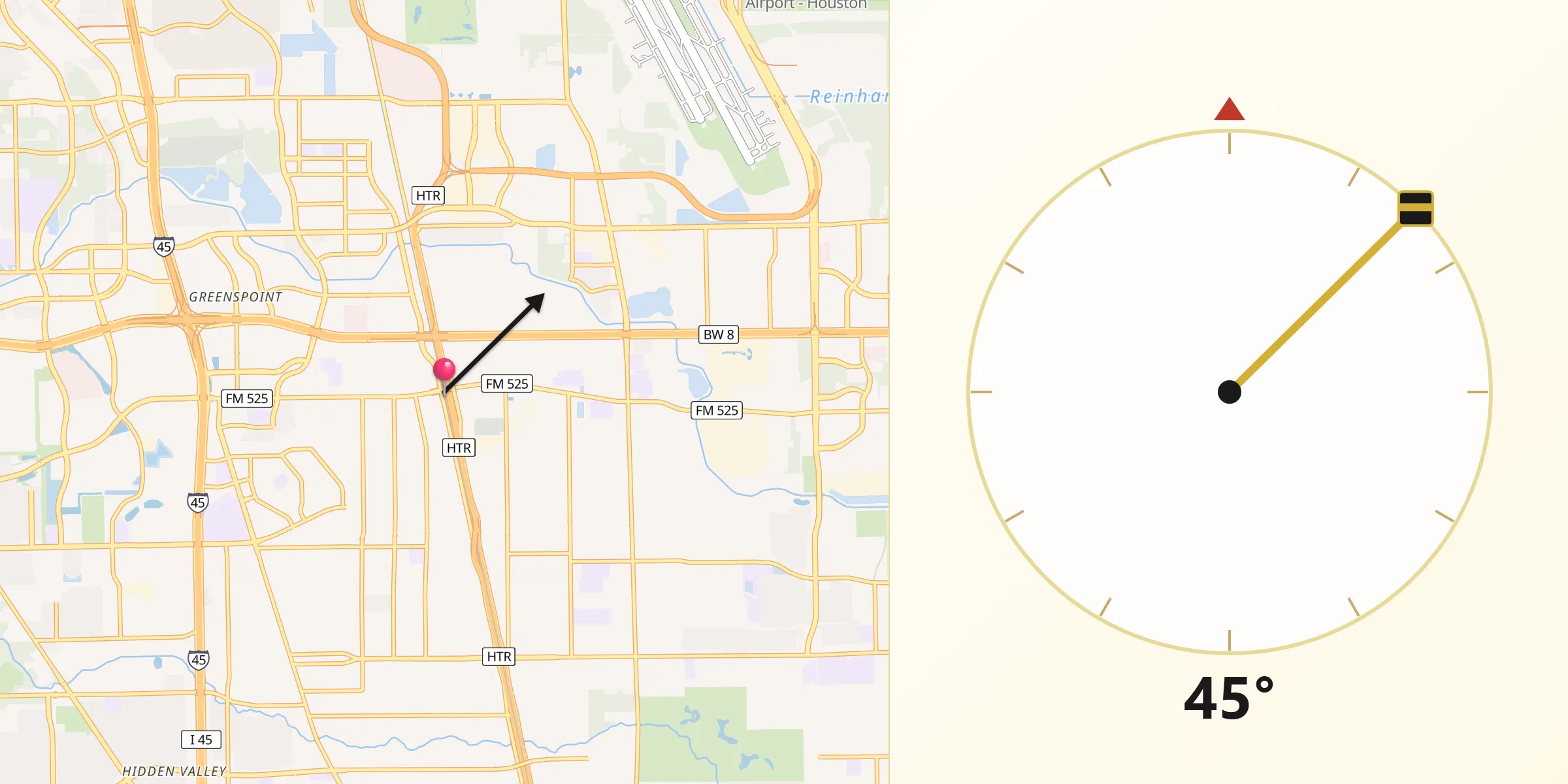 Qibla Direction from Aldine