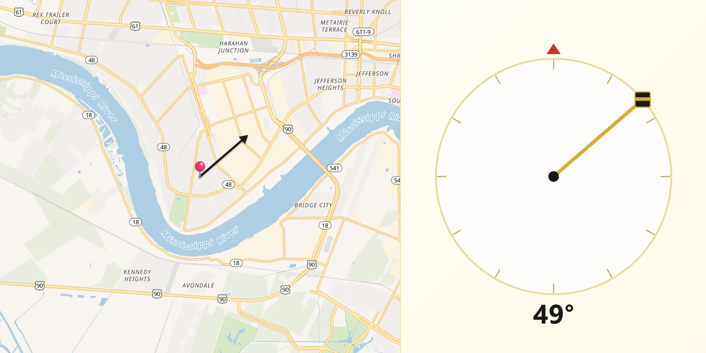 Qibla Direction from Harahan