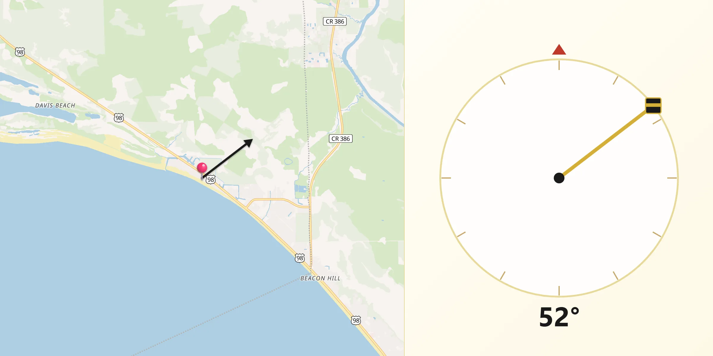 Qibla Direction from Mexico Beach