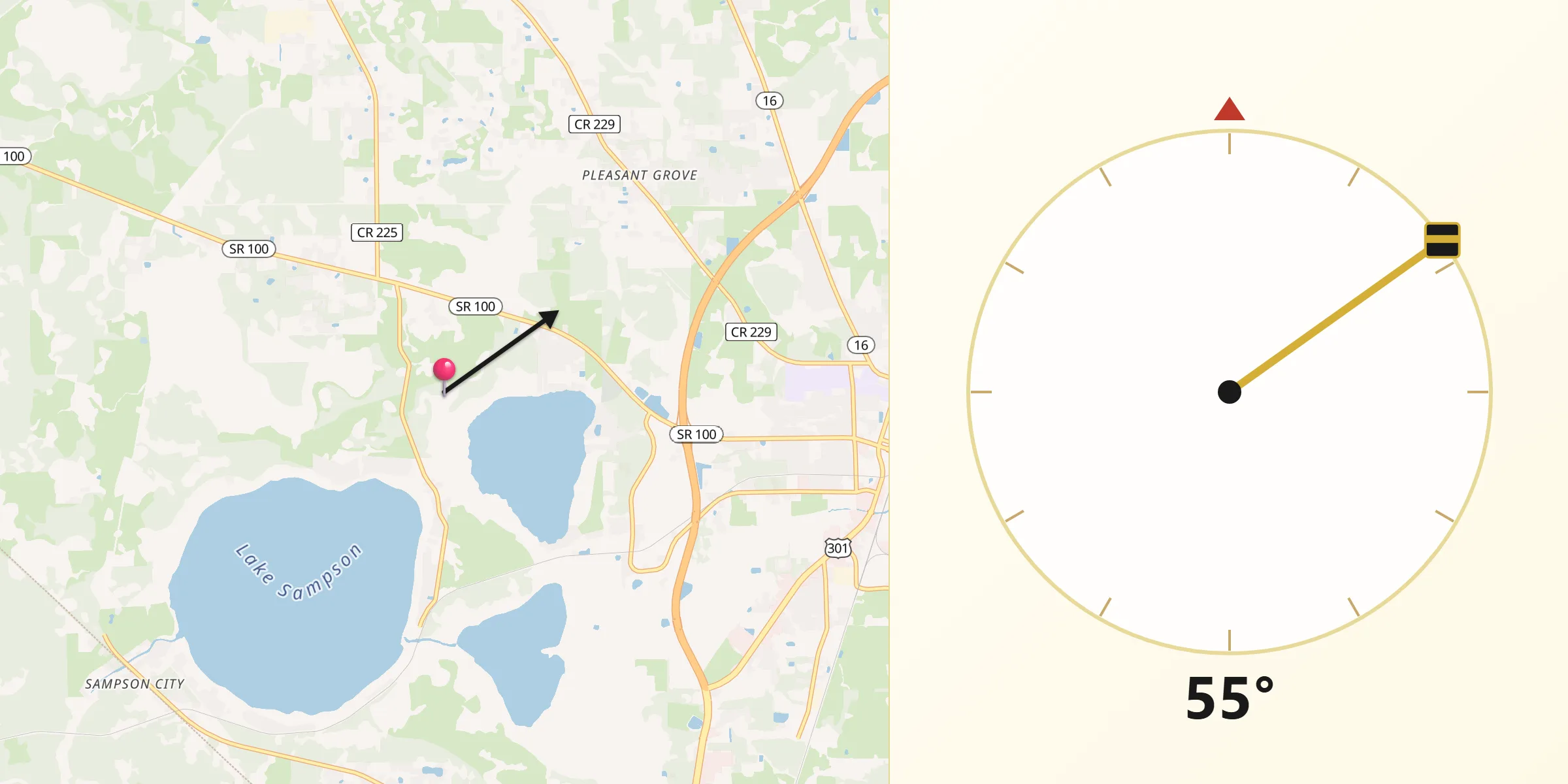 Qibla Direction from Bradford County