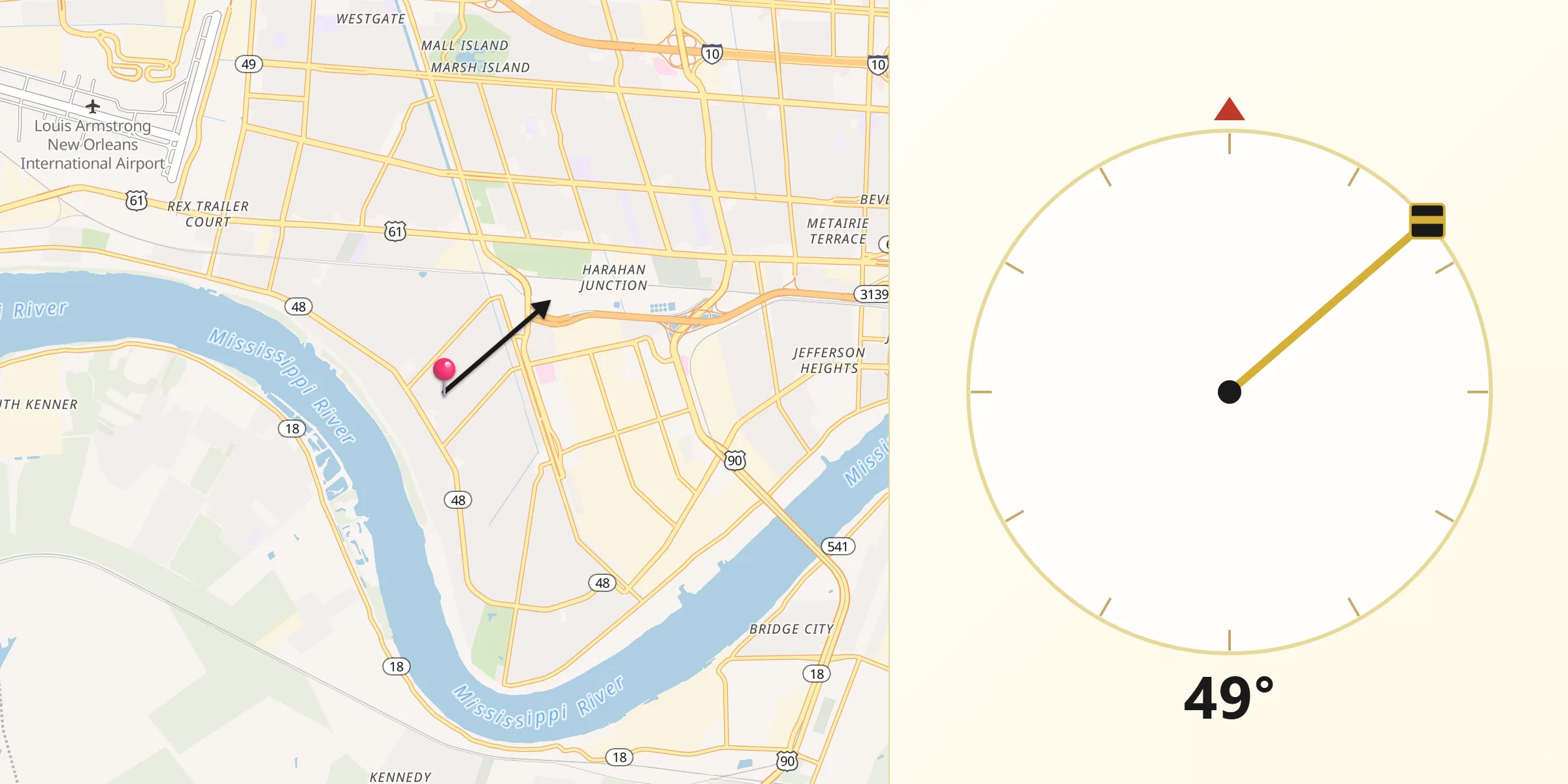 Qibla Direction from River Ridge