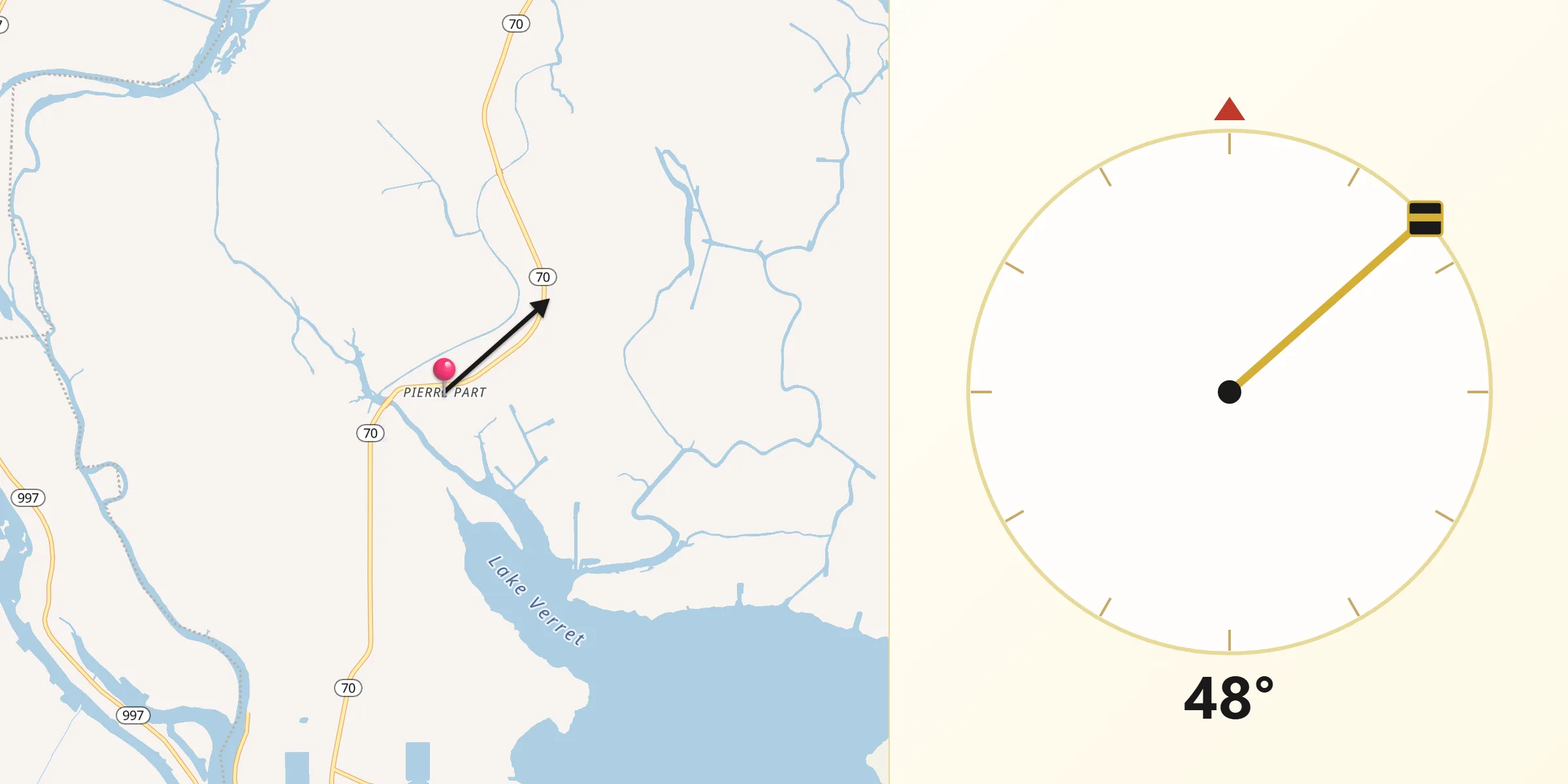 Qibla Direction from Pierre Part