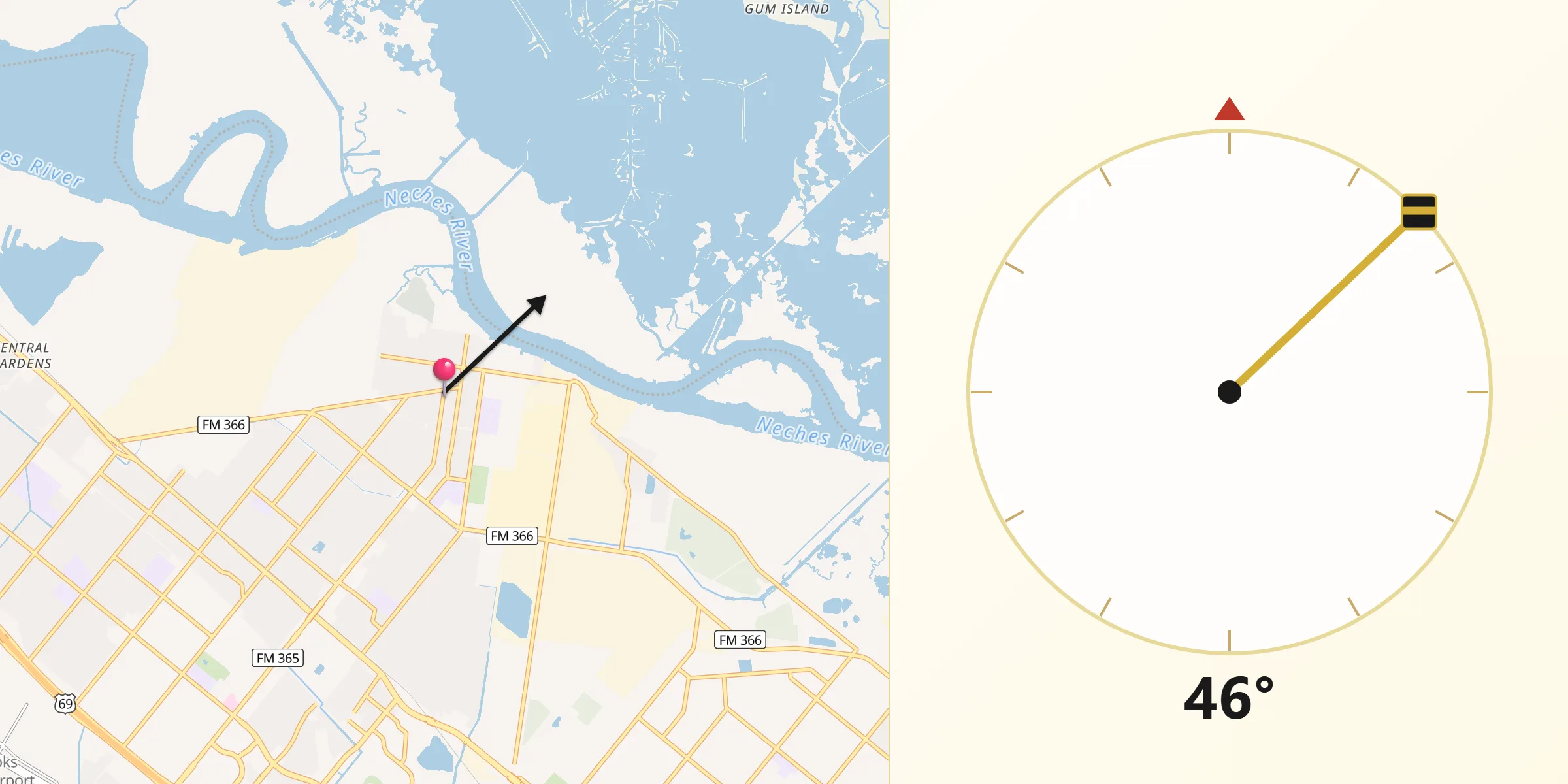 Qibla Direction from Port Neches