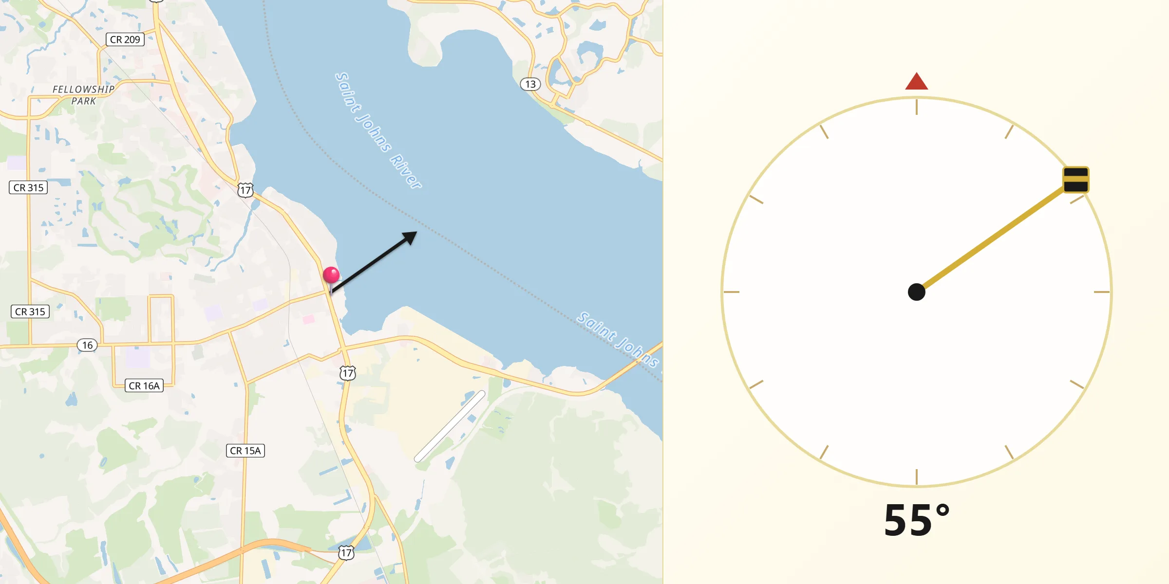 Qibla Direction from Green Cove Springs