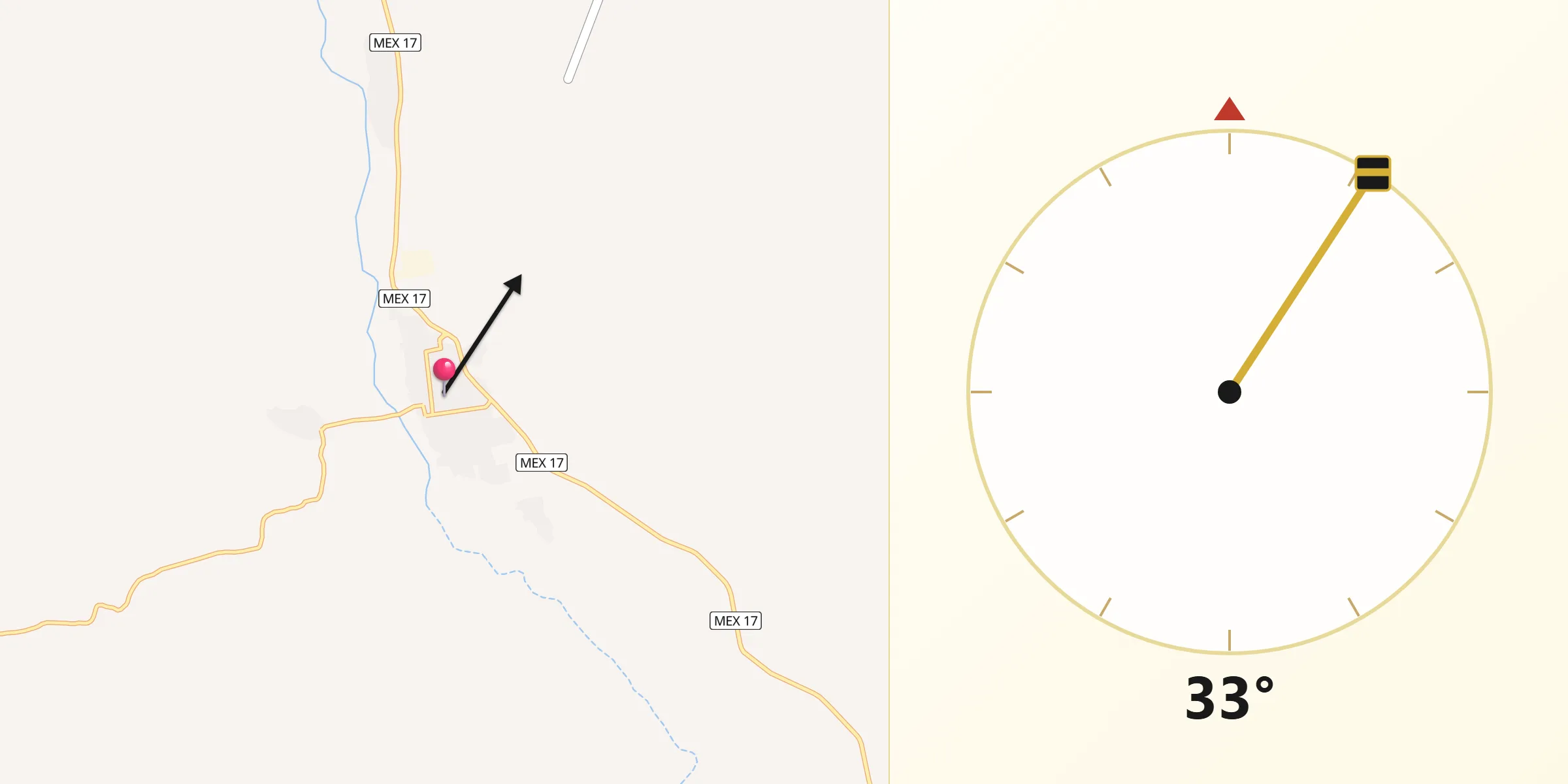 Dirección de la Qibla desde Cumpas