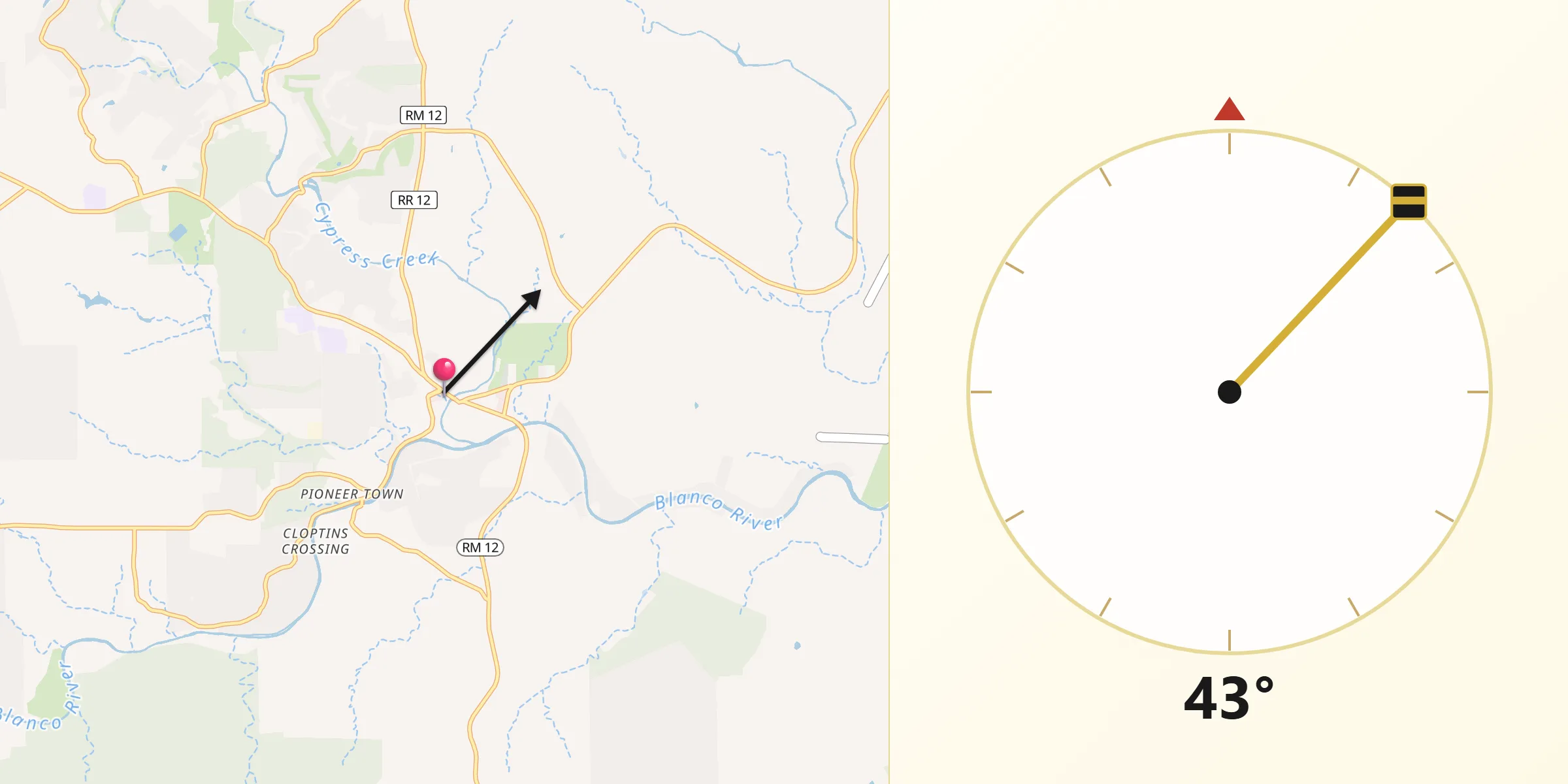 Qibla Direction from Wimberley