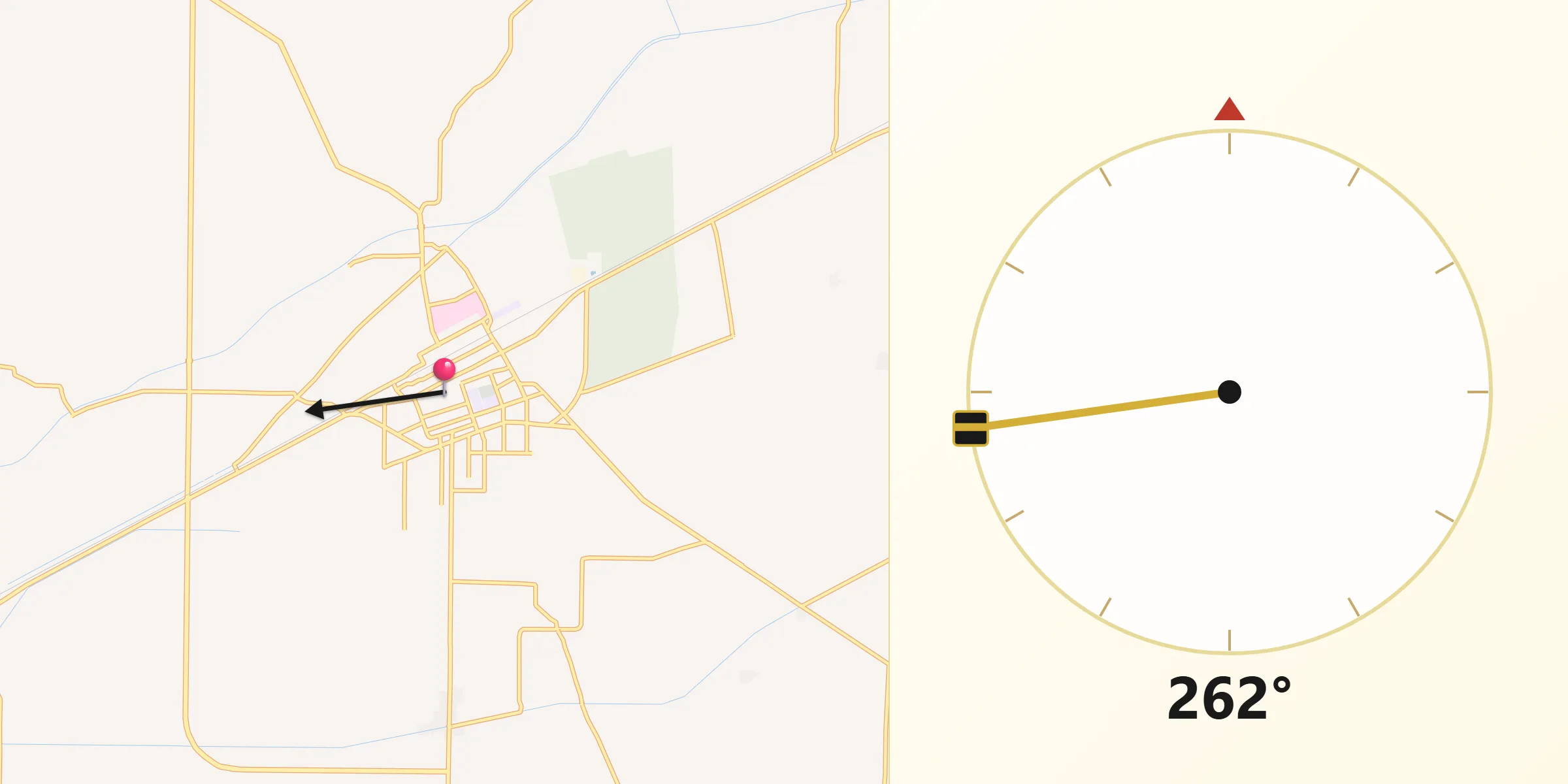 Direction vers la Qibla depuis Bahawalnagar