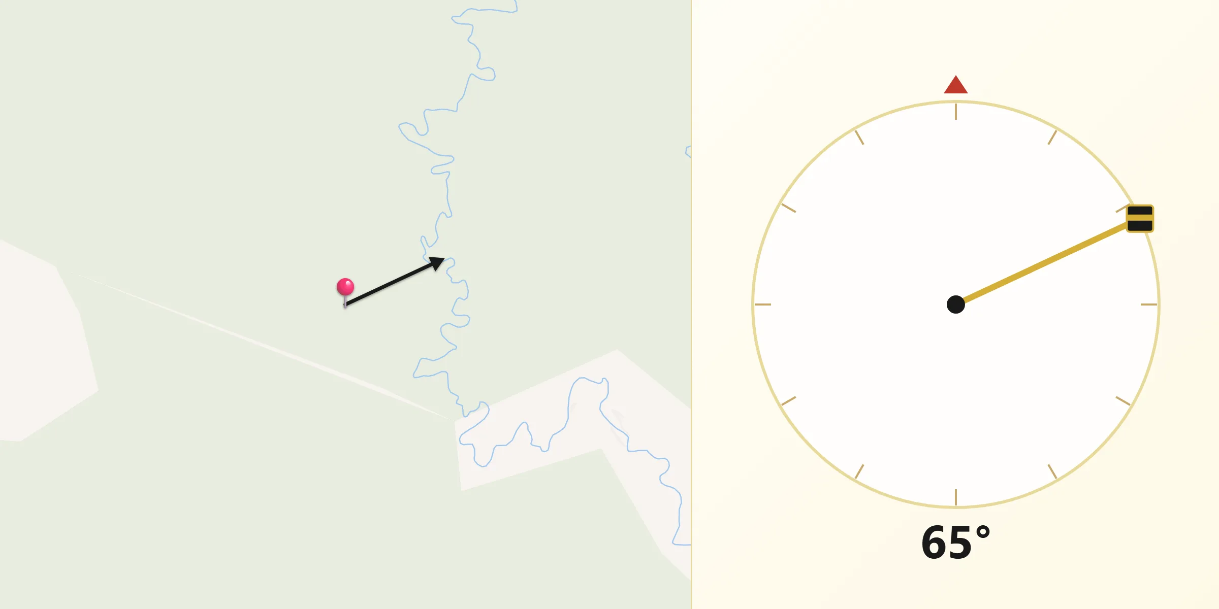 Dirección de la Qibla desde López de Micay