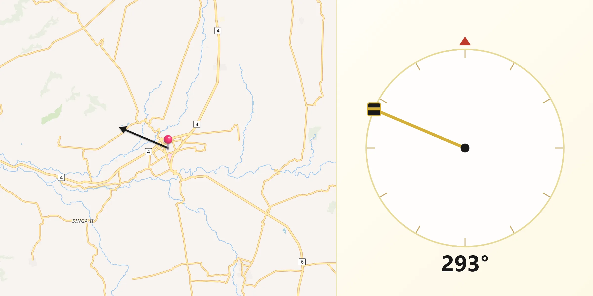 Qibla Direction from Kabanjahe