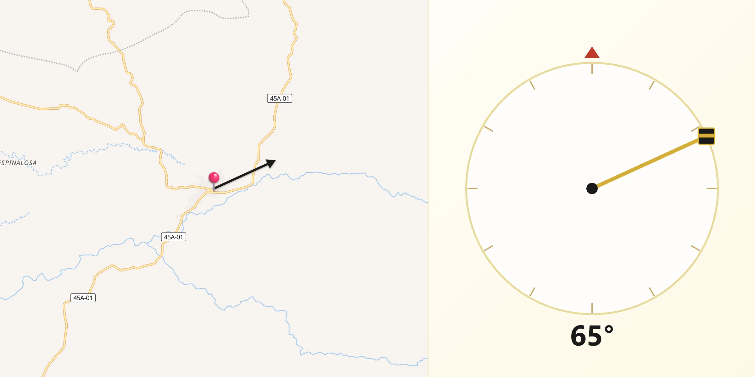 Dirección de la Qibla desde Baraya