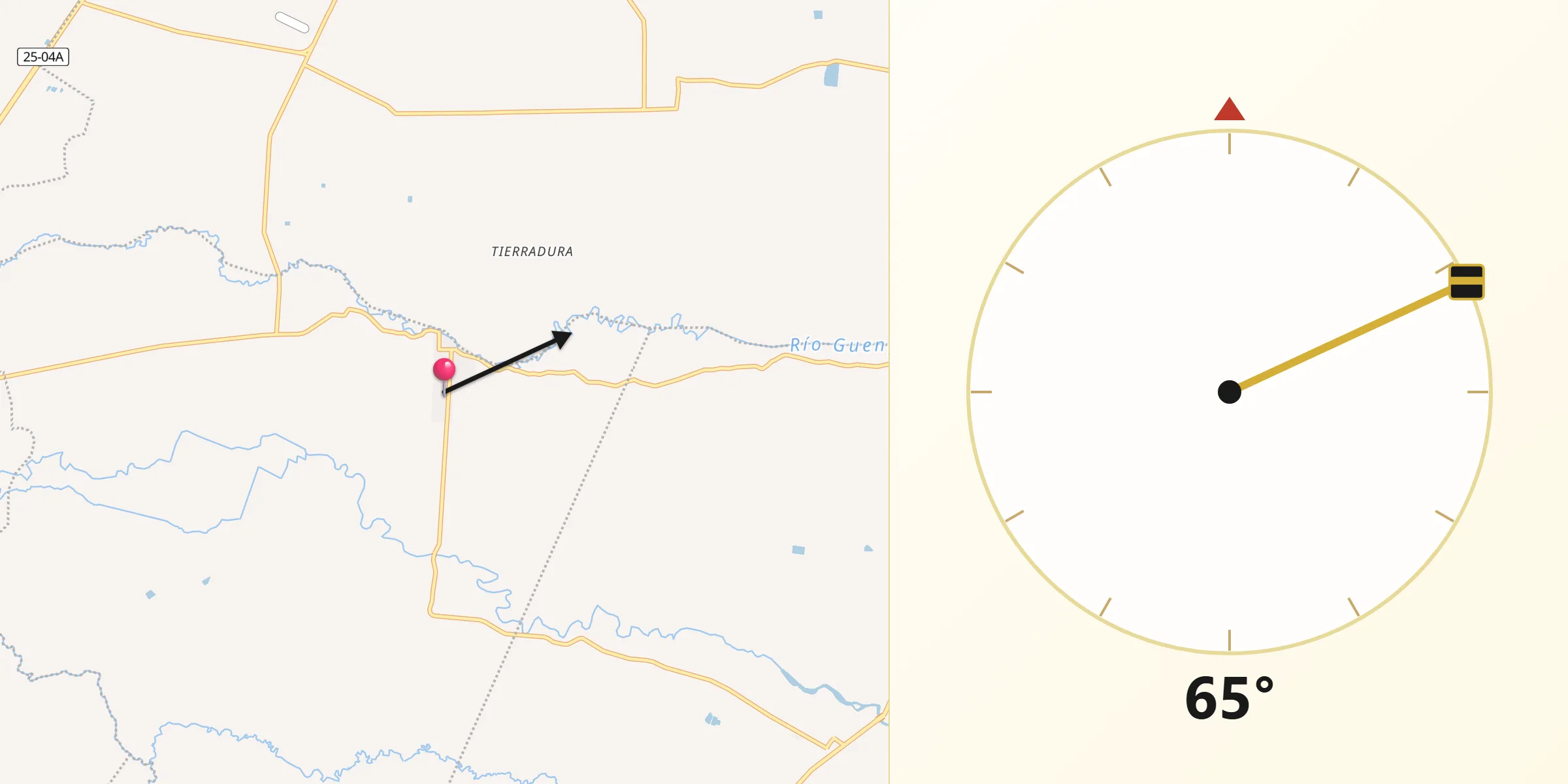 Dirección de la Qibla desde Padilla