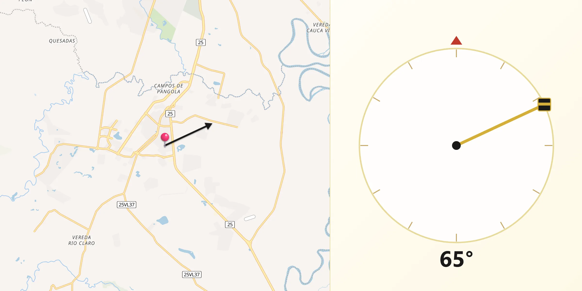 Dirección de la Qibla desde Jamundí