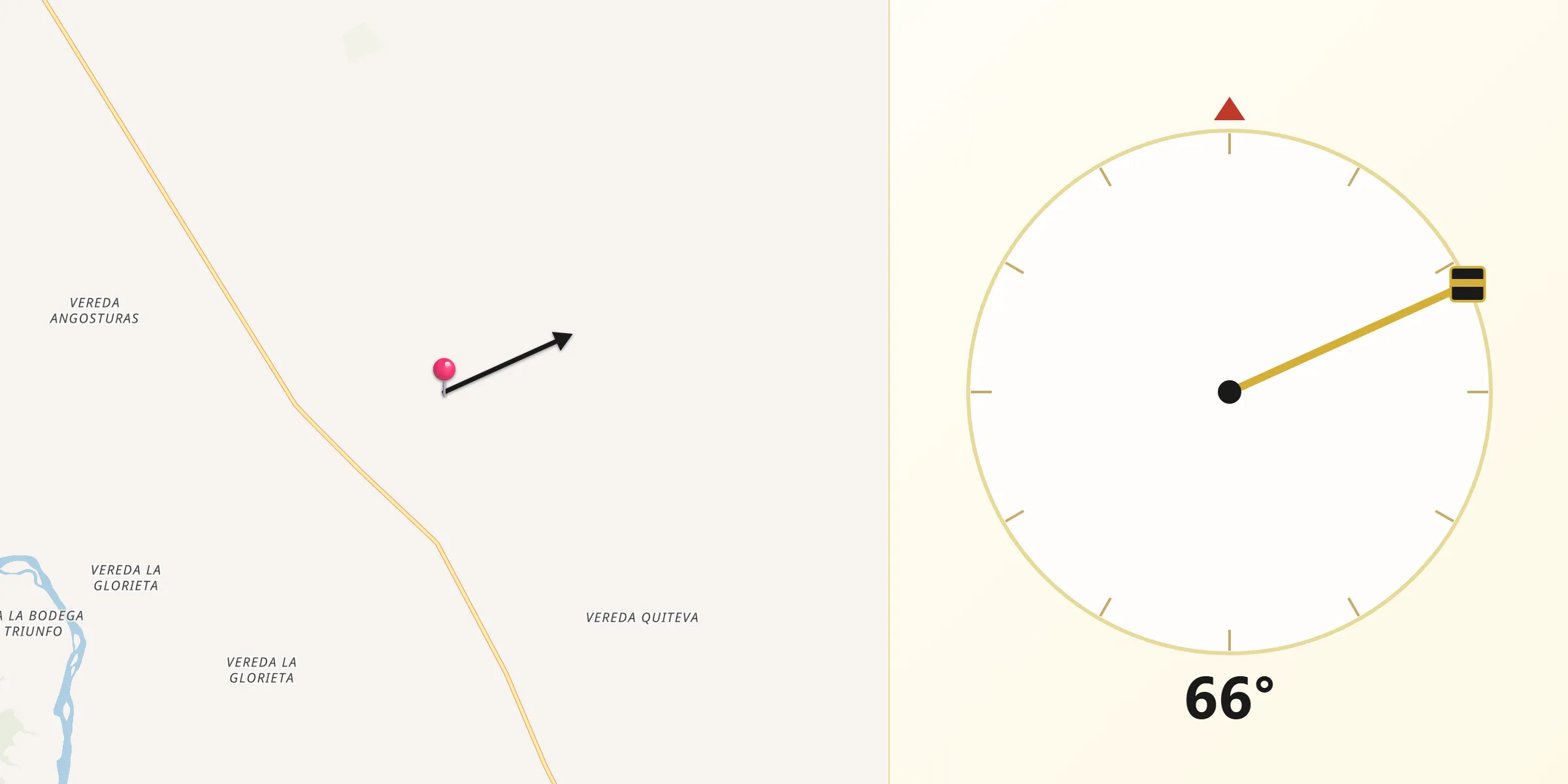 Dirección de la Qibla desde San Juan de Arama