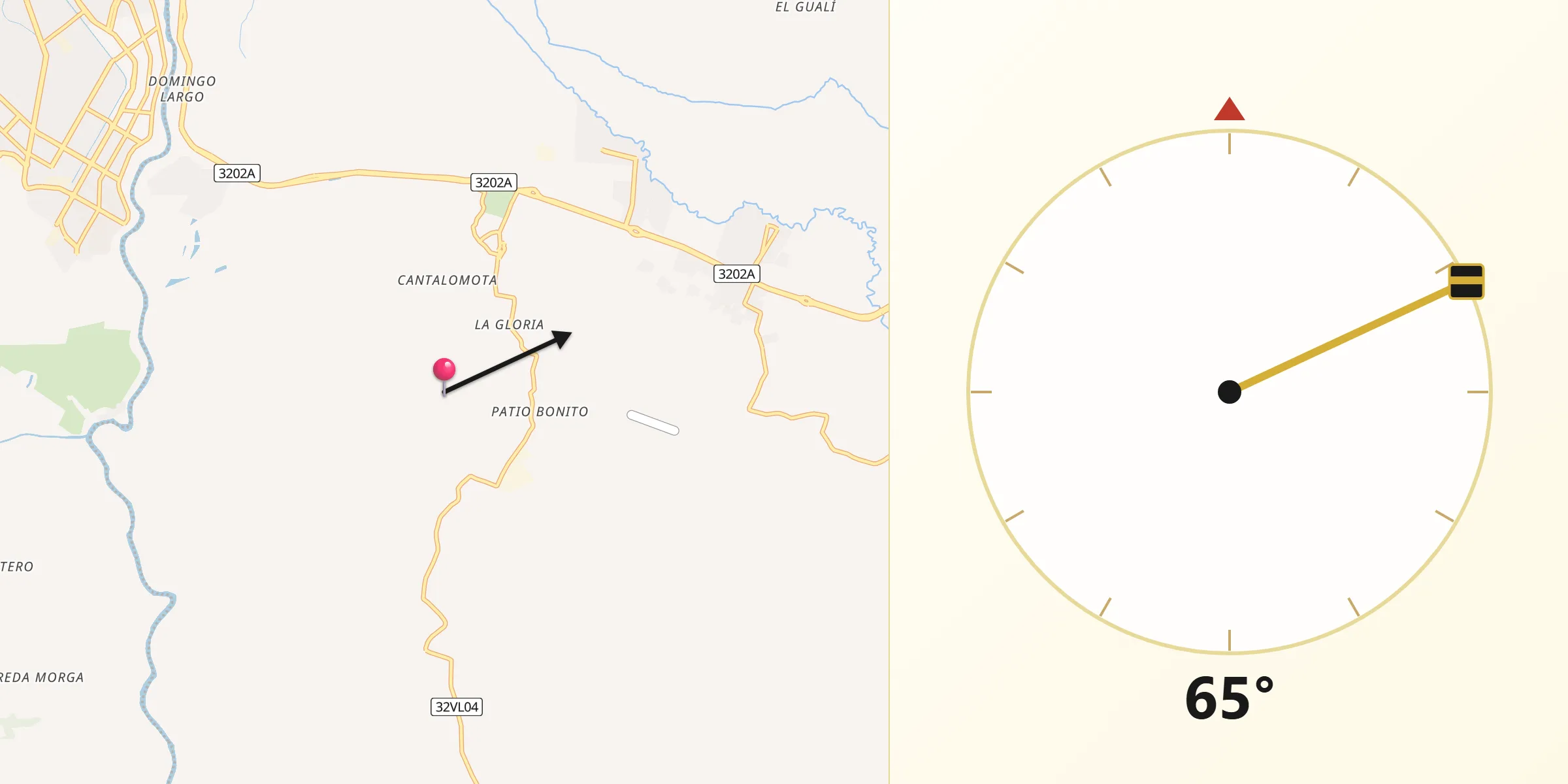 Dirección de la Qibla desde Candelaria