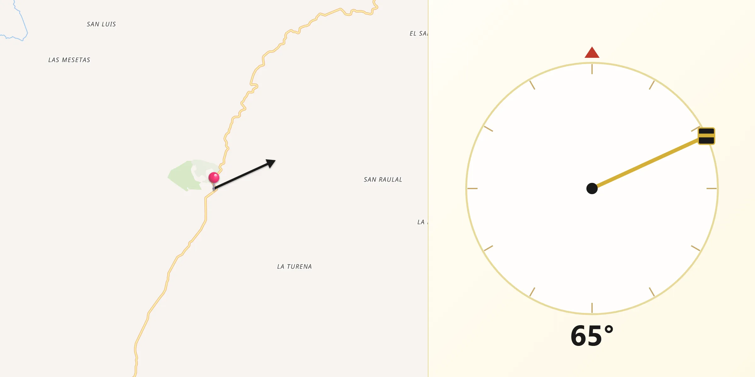 Dirección de la Qibla desde Alpujarra