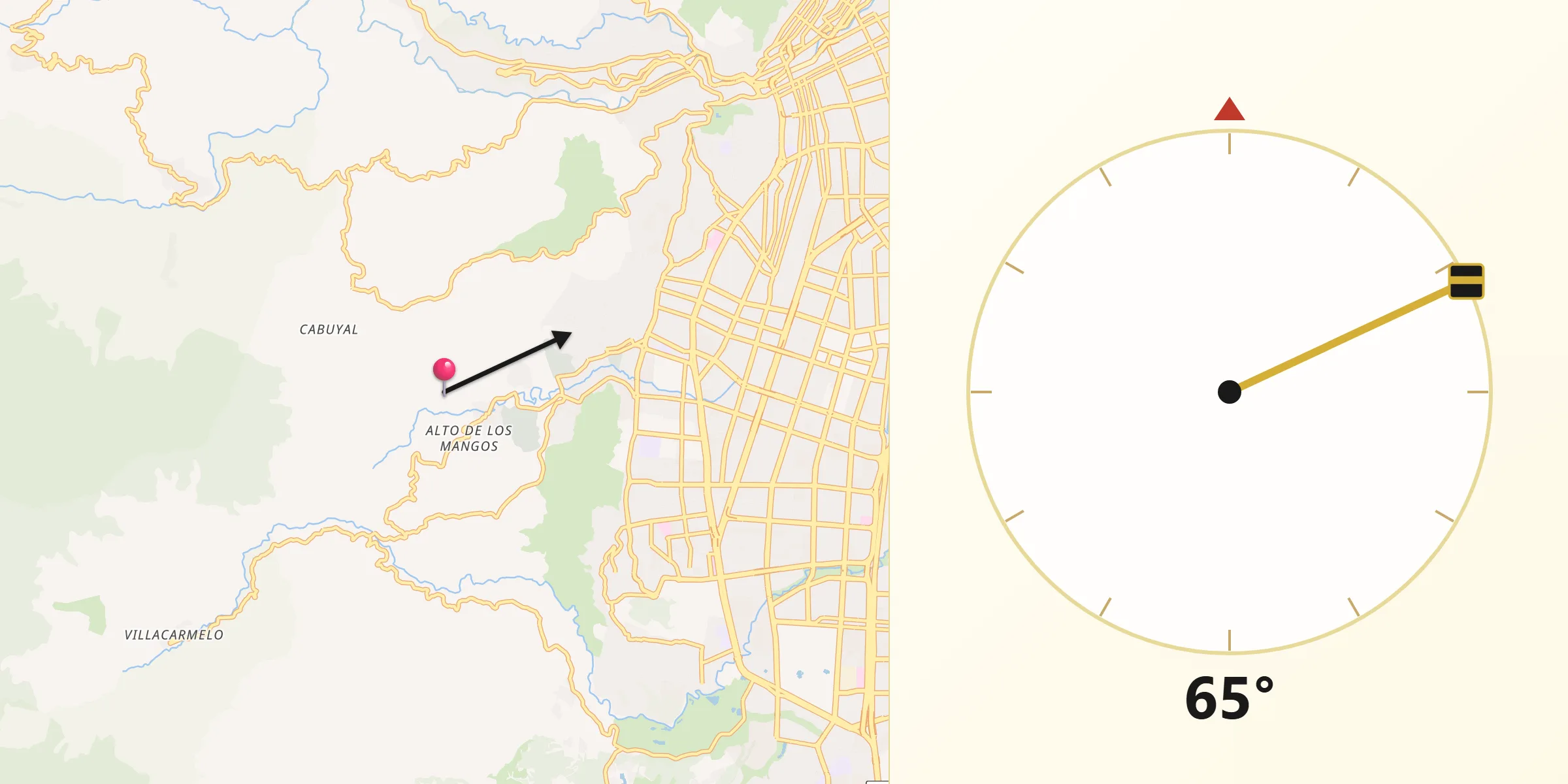 Dirección de la Qibla desde Cali