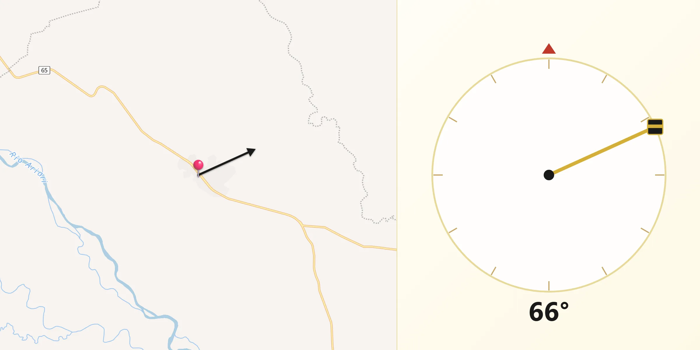 Dirección de la Qibla desde Fuente de Oro