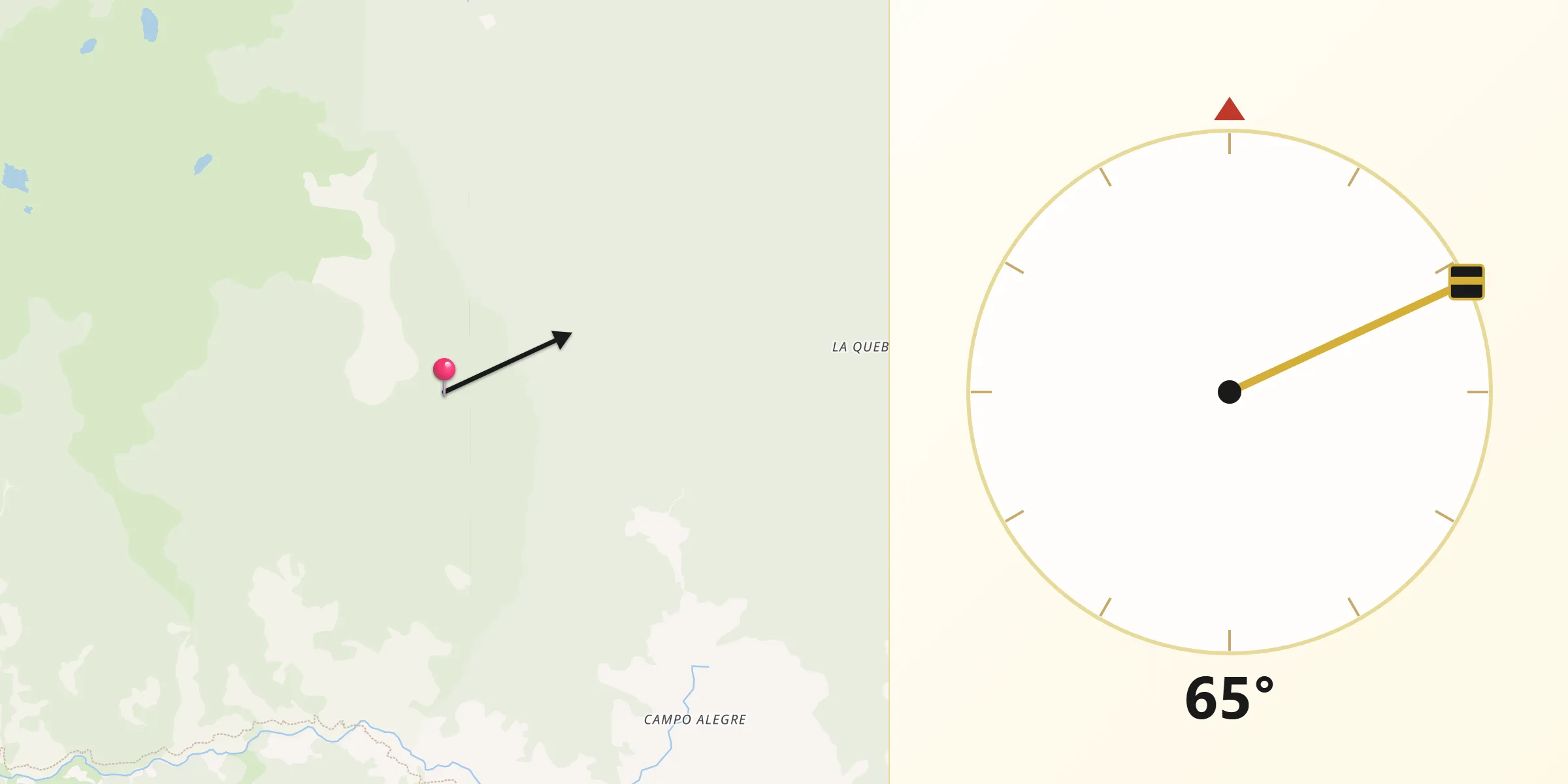 Dirección de la Qibla desde Rioblanco