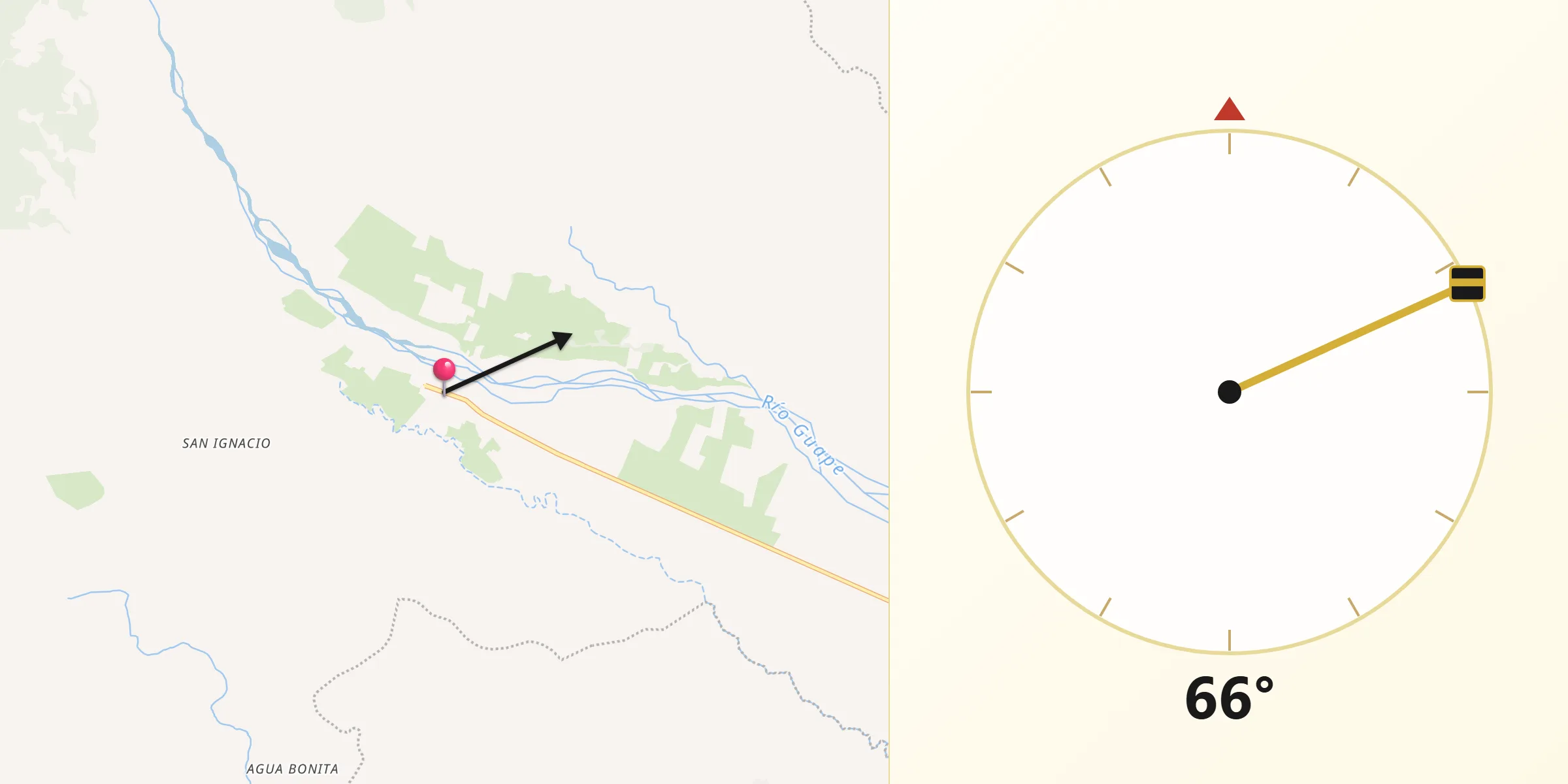 Dirección de la Qibla desde Lejanías