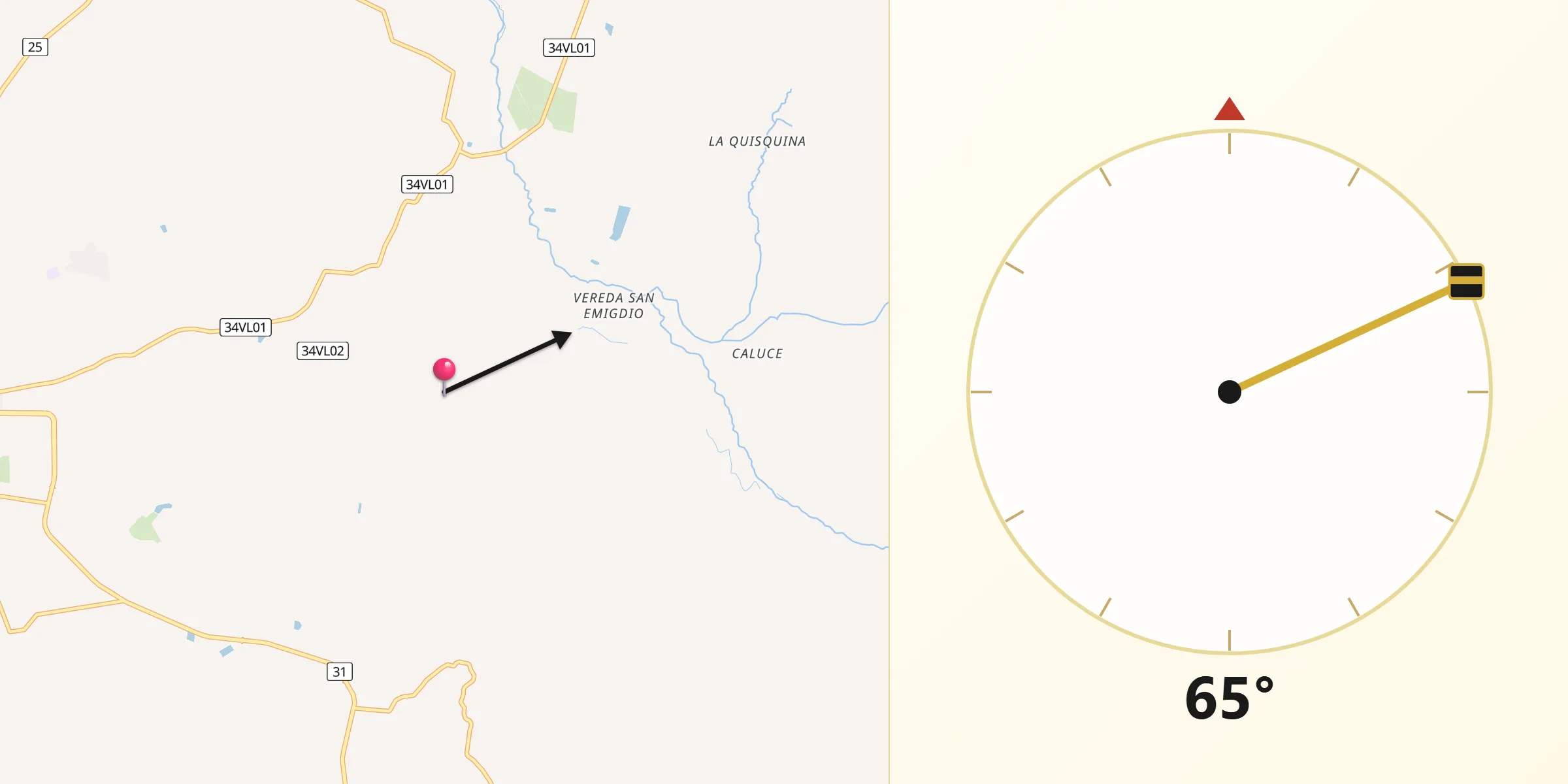 Dirección de la Qibla desde Palmira