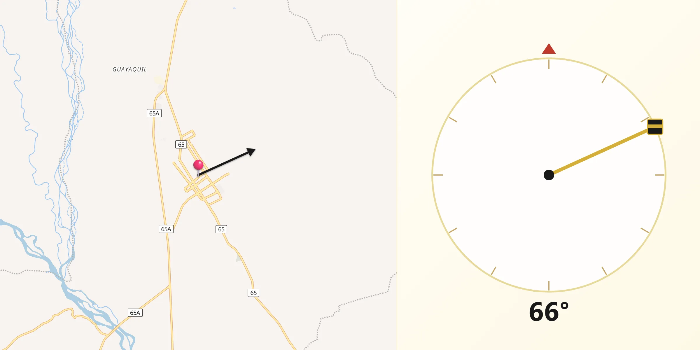 Dirección de la Qibla desde Granada
