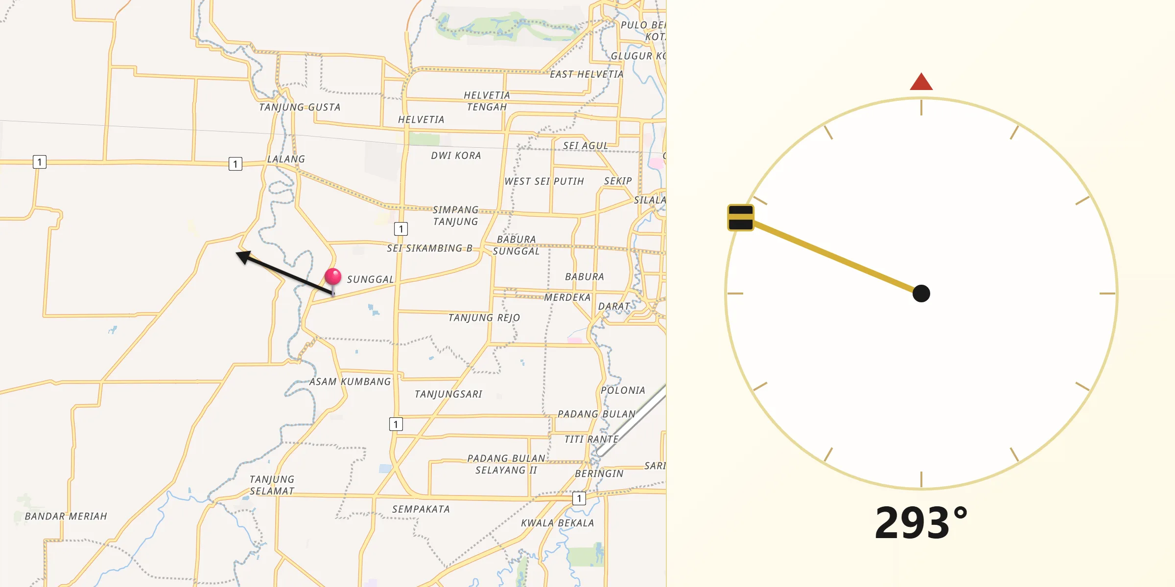 Qibla Direction from Sunggal