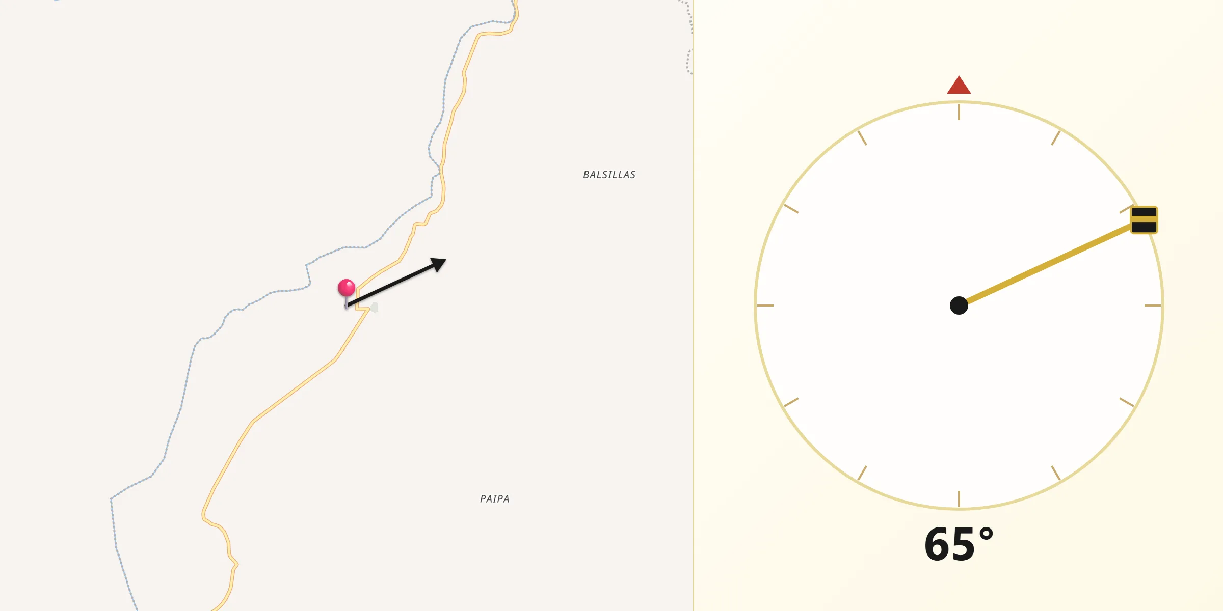 Dirección de la Qibla desde Ataco