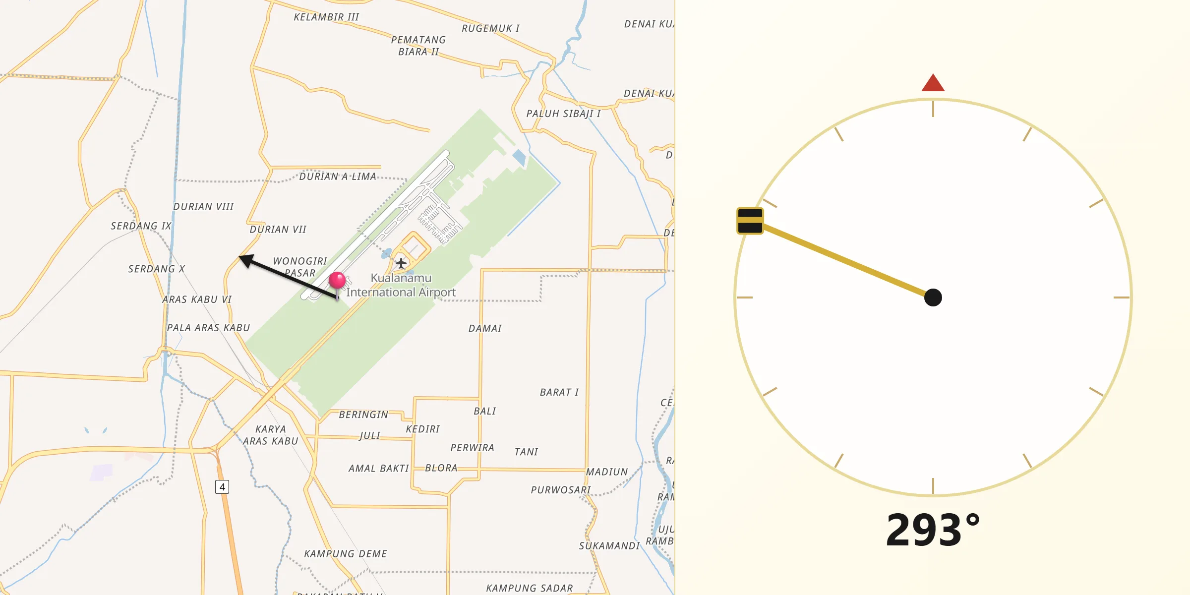 Qibla Direction from Percut