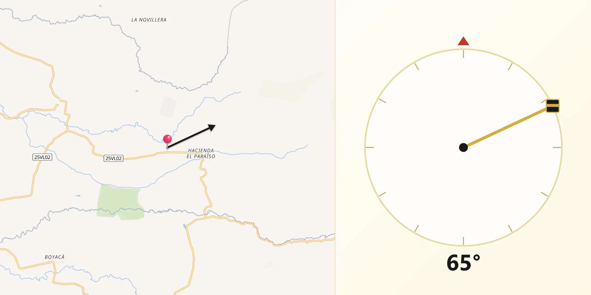 Dirección de la Qibla desde El Cerrito