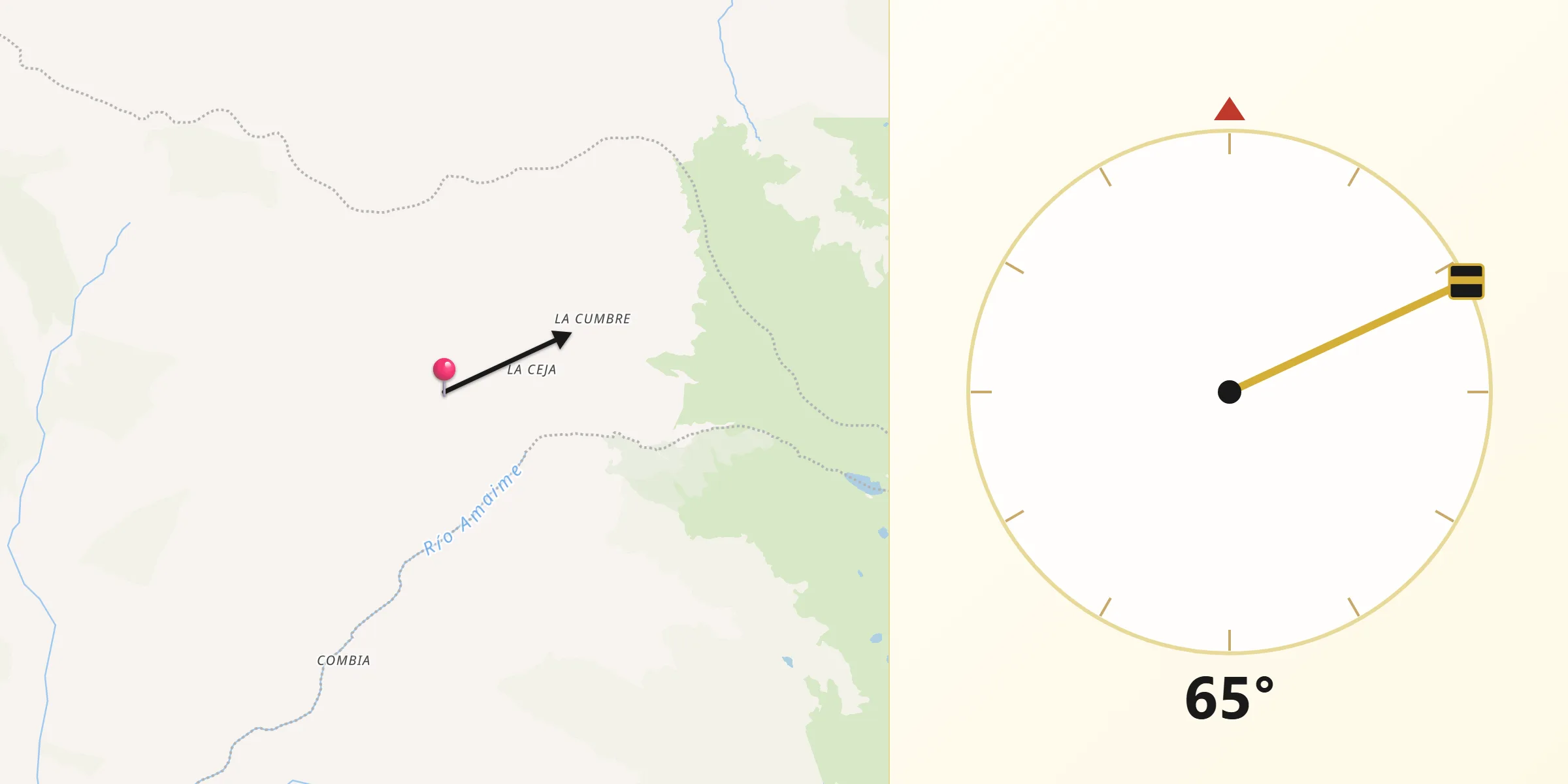 Dirección de la Qibla desde La Cumbre