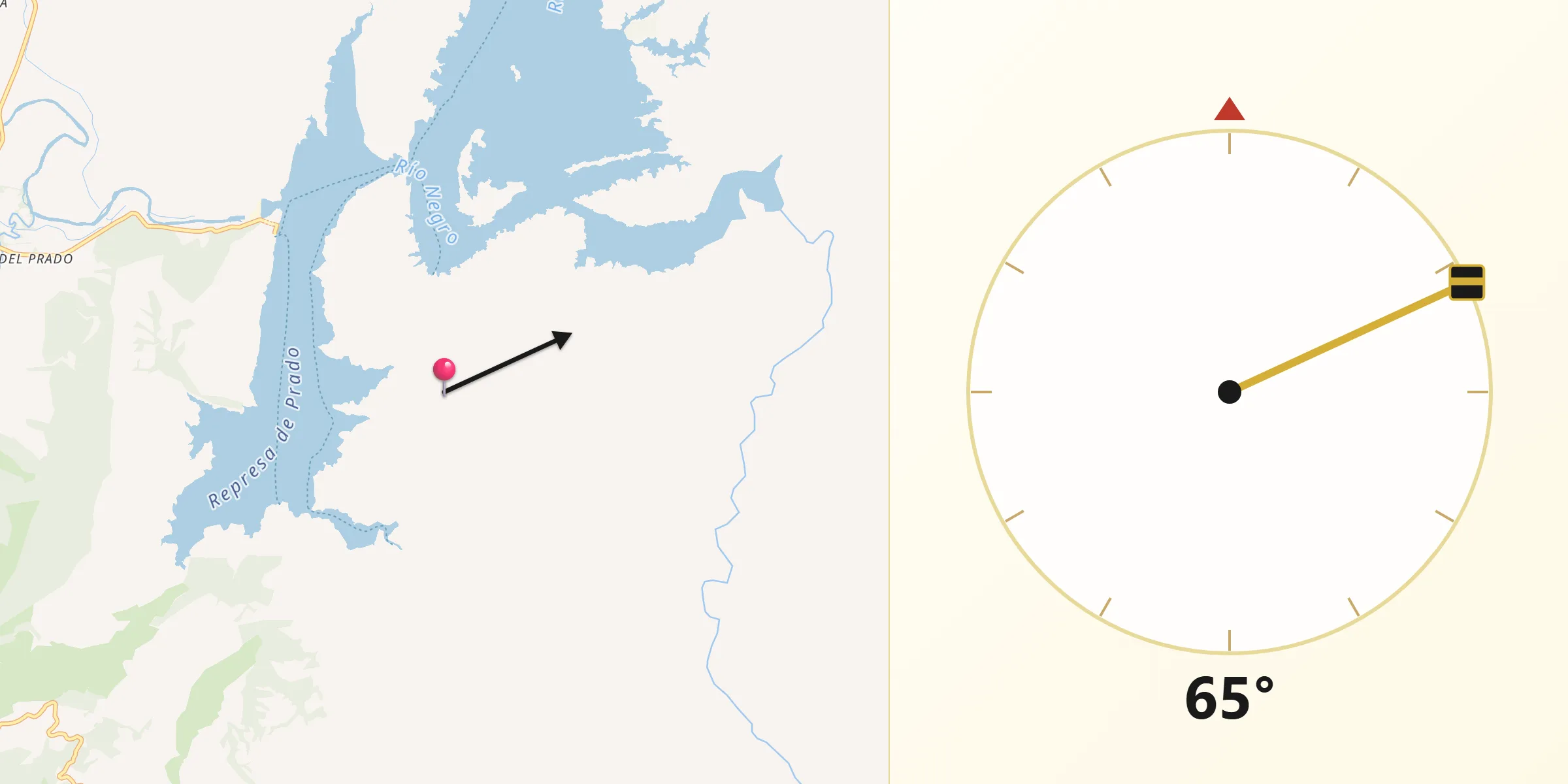 Dirección de la Qibla desde Prado