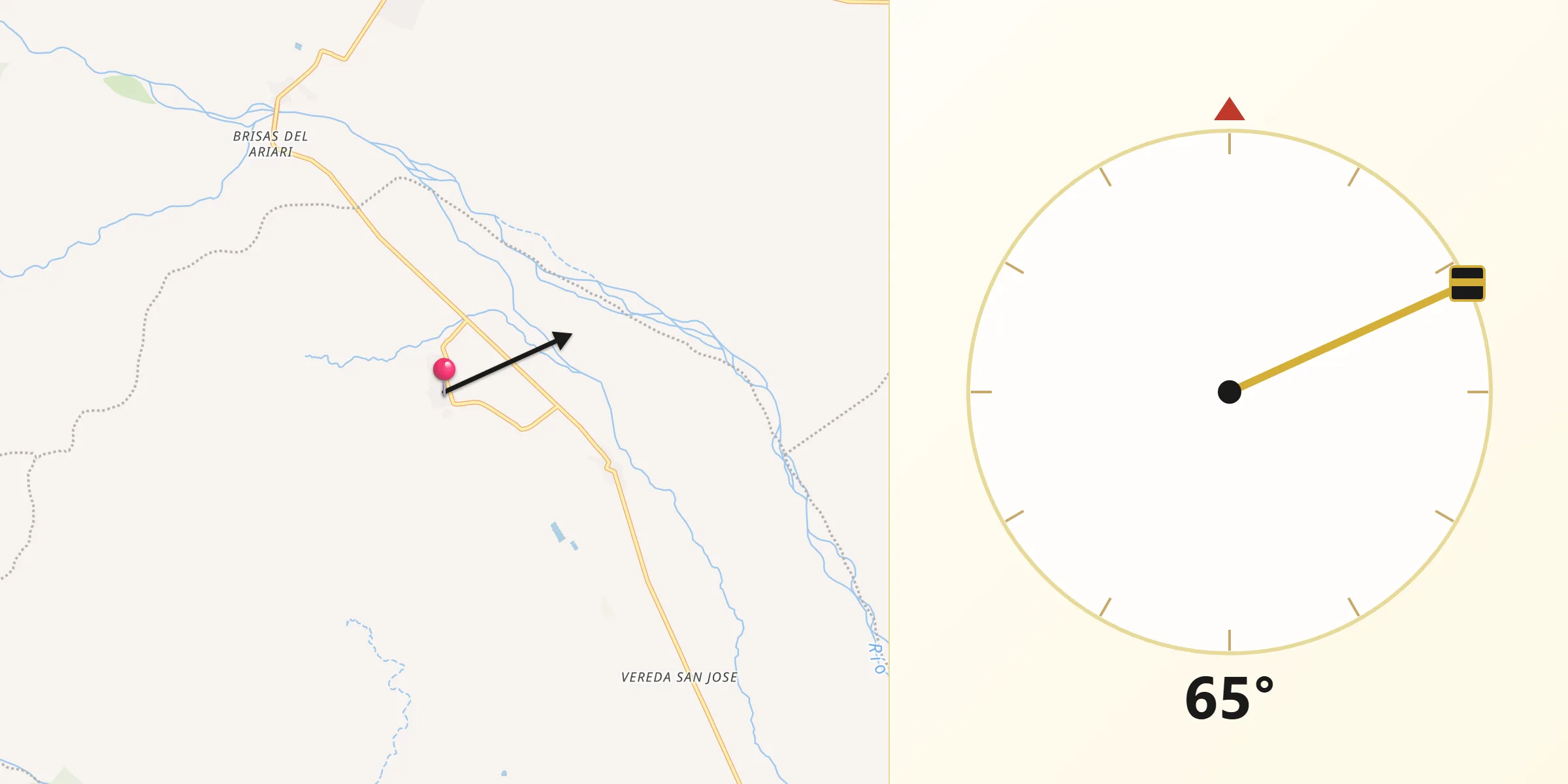 Dirección de la Qibla desde El Dorado