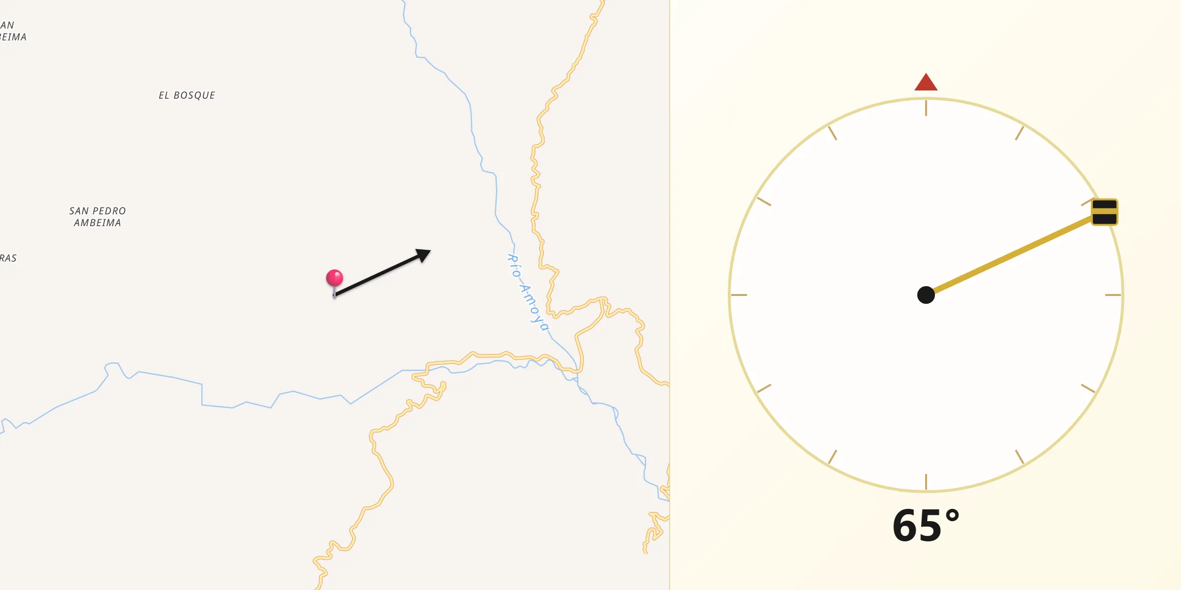Dirección de la Qibla desde Chaparral
