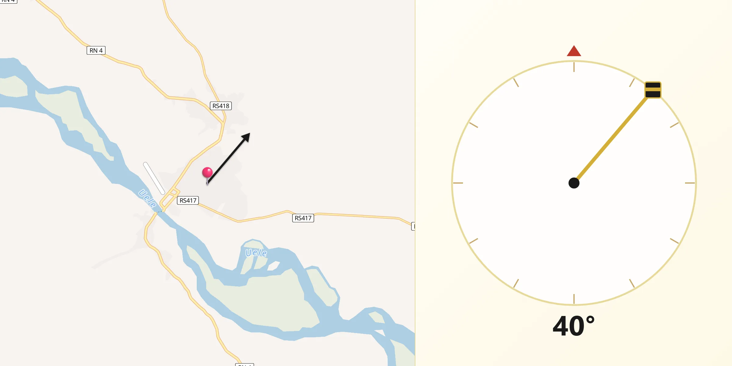 Direction vers la Qibla depuis Bondo
