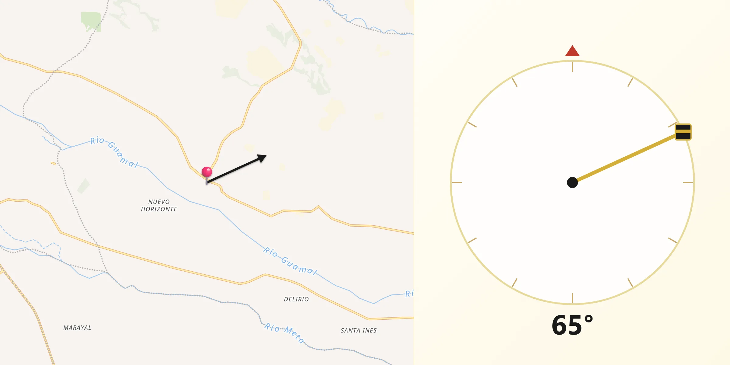 Dirección de la Qibla desde Castilla la Nueva
