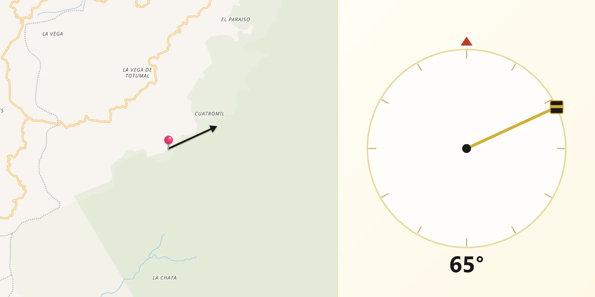 Dirección de la Qibla desde Villarrica