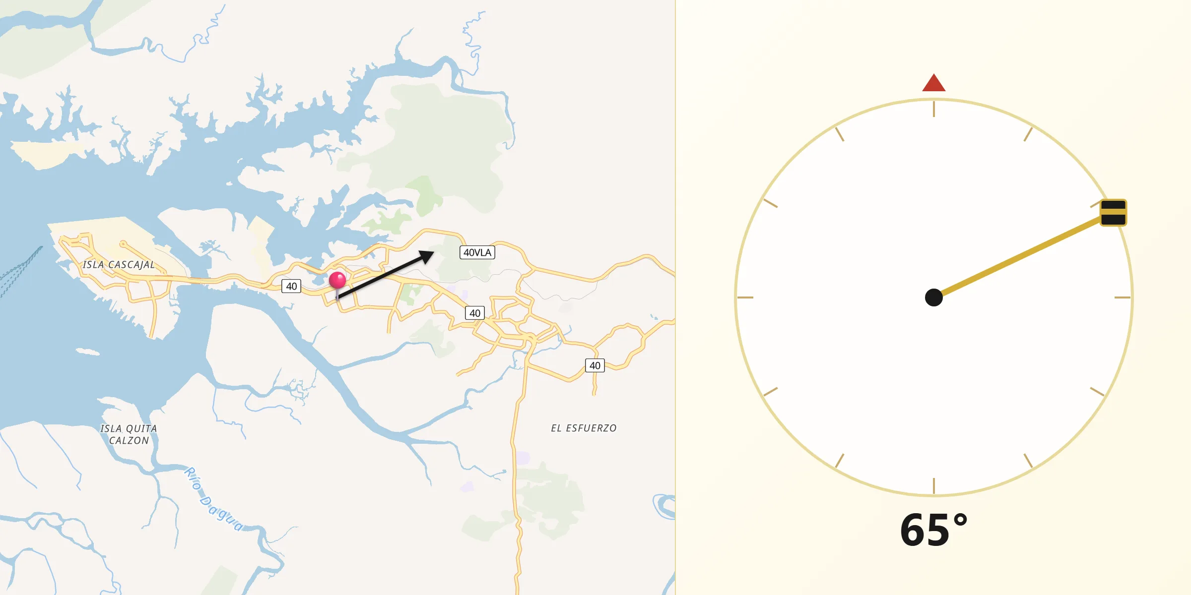 Dirección de la Qibla desde Buenaventura