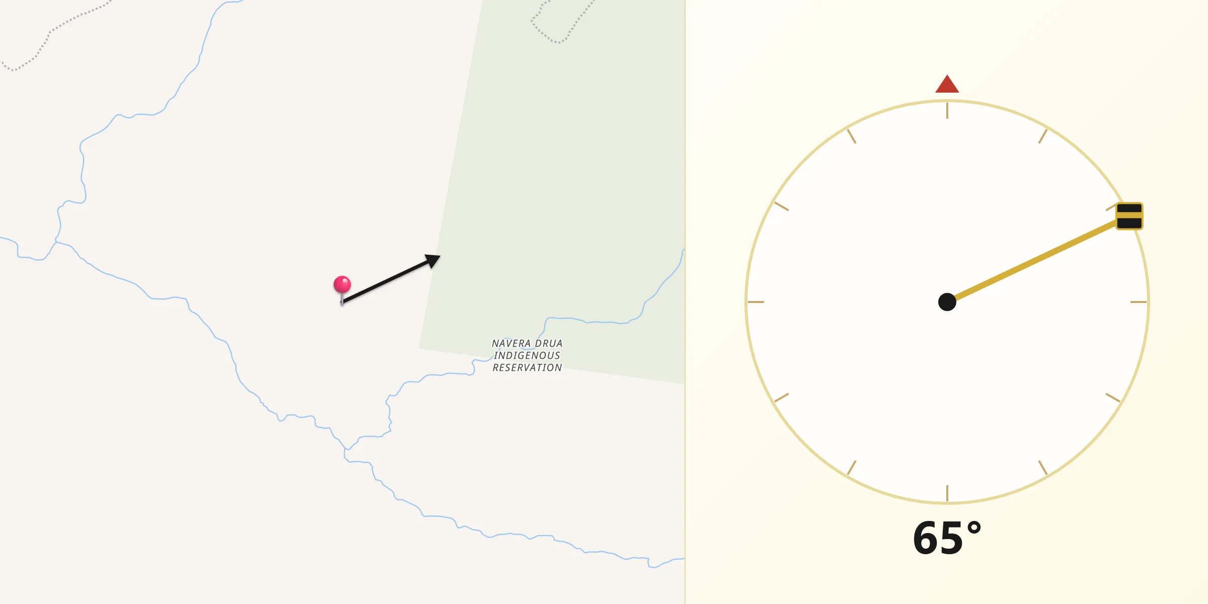 Dirección de la Qibla desde Calima