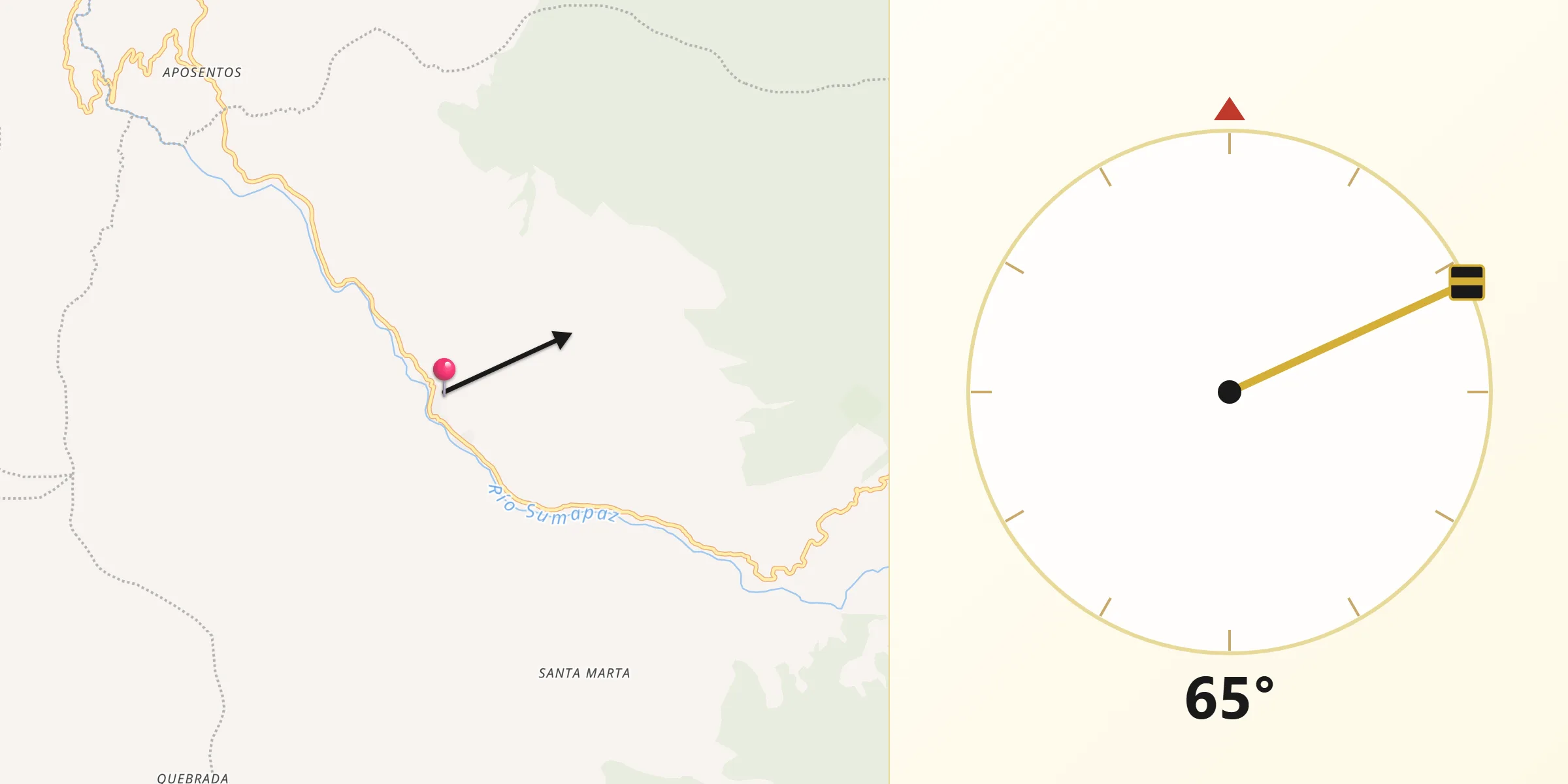 Dirección de la Qibla desde Cabrera